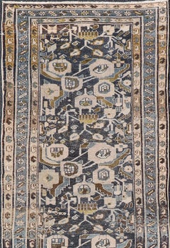 Antiker persischer Hamadan-Läufer in All-Over-Blumen- und Geometrisch 3'1"X10'1"