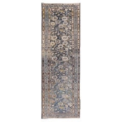 Antique Persian Hamadan Runner Rug In All-Over Floral and Geometric 3'1"X10'1"