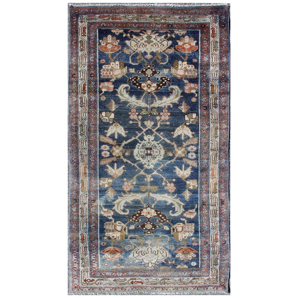 Antique Persian Bakhtiar Rug with Green and Blue Floral Details on ...