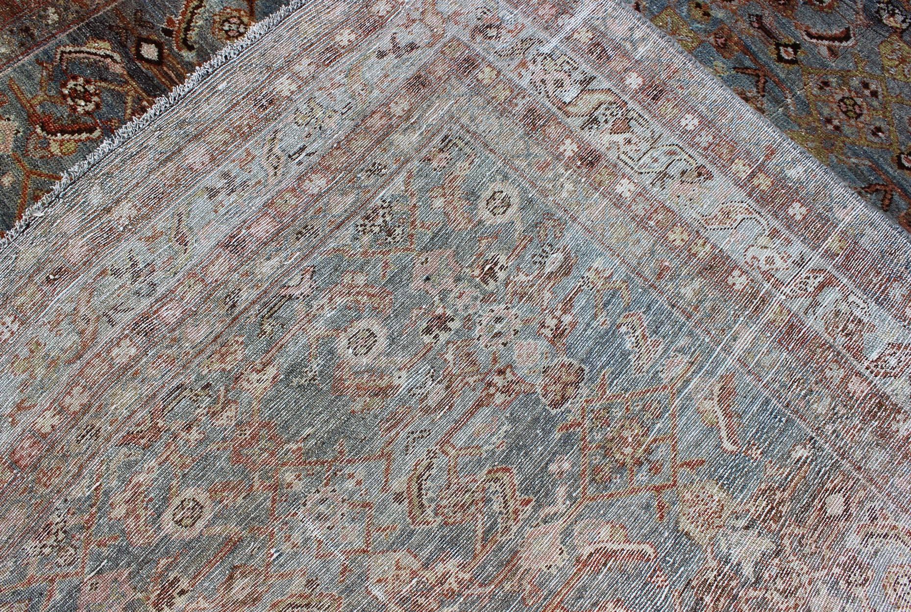 Wool Antique Persian Hamedan Runner with All-Over Sub-Geometric Medallion Design For Sale