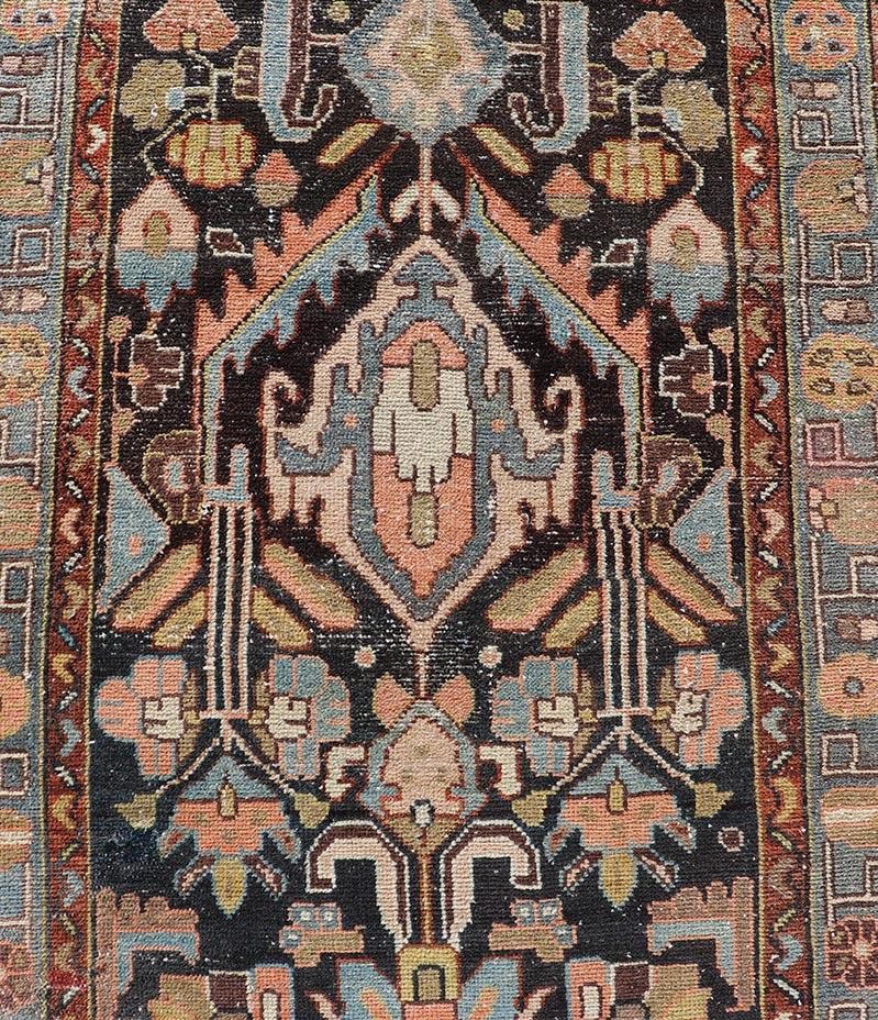 Antique Persian Hamedan Runner With Tribal Motifs in Pastel Colors For Sale 3