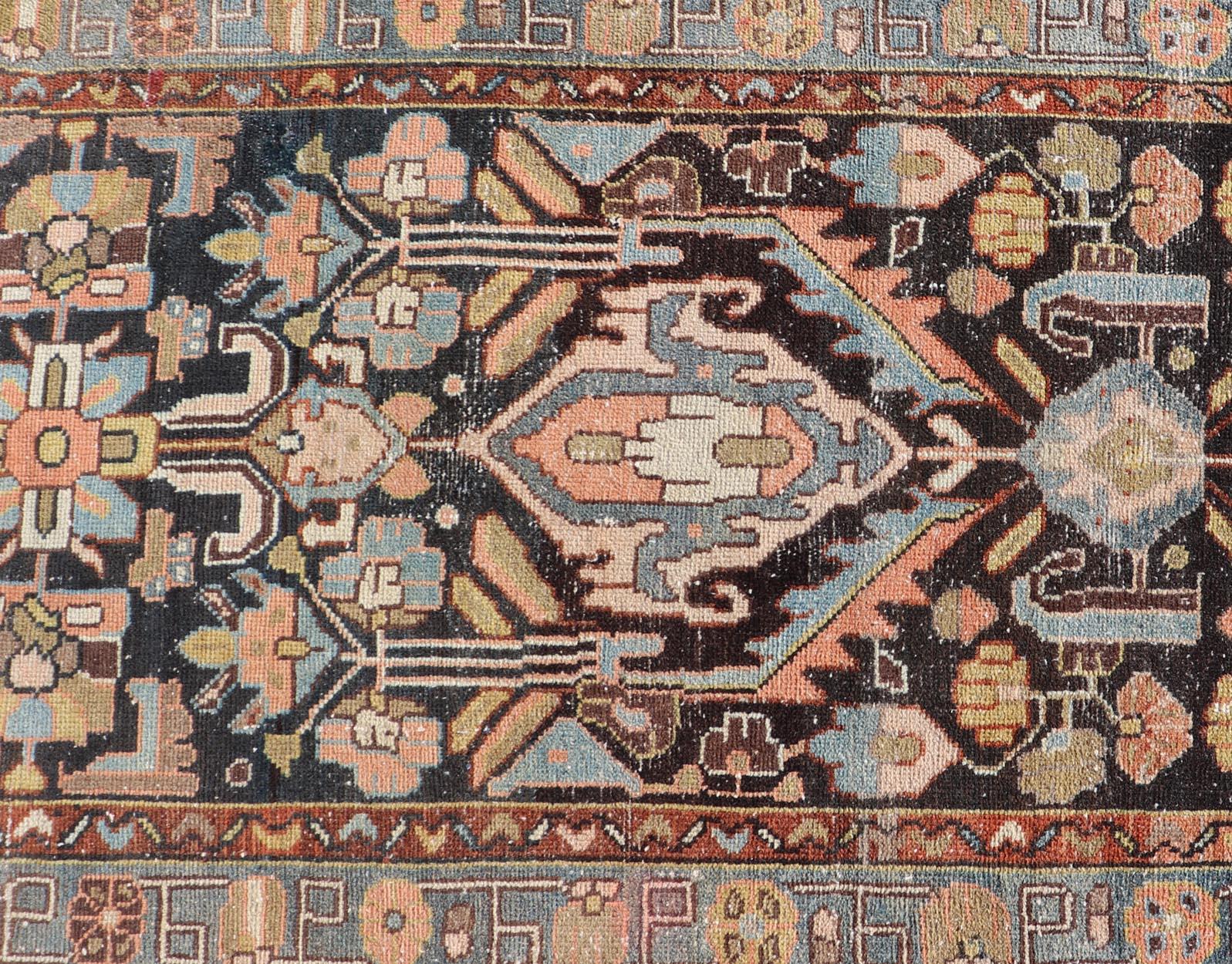 Malayer Antique Persian Hamedan Runner With Tribal Motifs in Pastel Colors For Sale