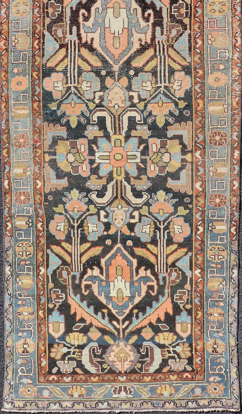 20th Century Antique Persian Hamedan Runner With Tribal Motifs in Pastel Colors For Sale
