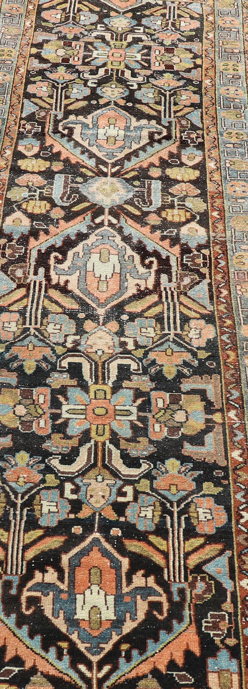 Antique Persian Hamedan Runner With Tribal Motifs in Pastel Colors For Sale 1