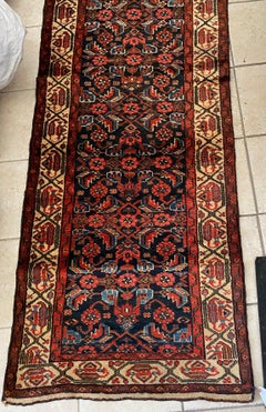 Antique Persian Hamedan Short & Narrow Runner Rug 2.8 x 9.9 ft