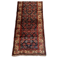 Antique Persian Hamedan Short & Narrow Runner Rug 2.8 x 9.9 ft