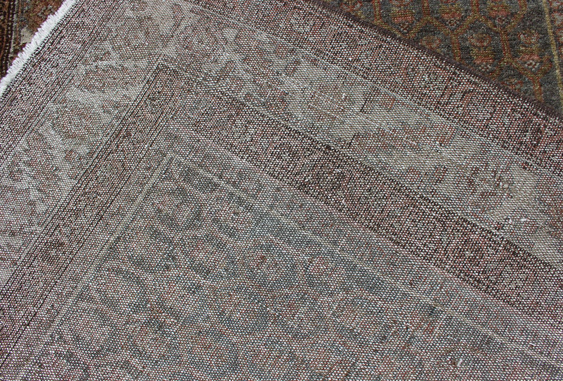 Antique Persian Hamedan Wide Runner with All-Over Design in Unique Color Tone 3