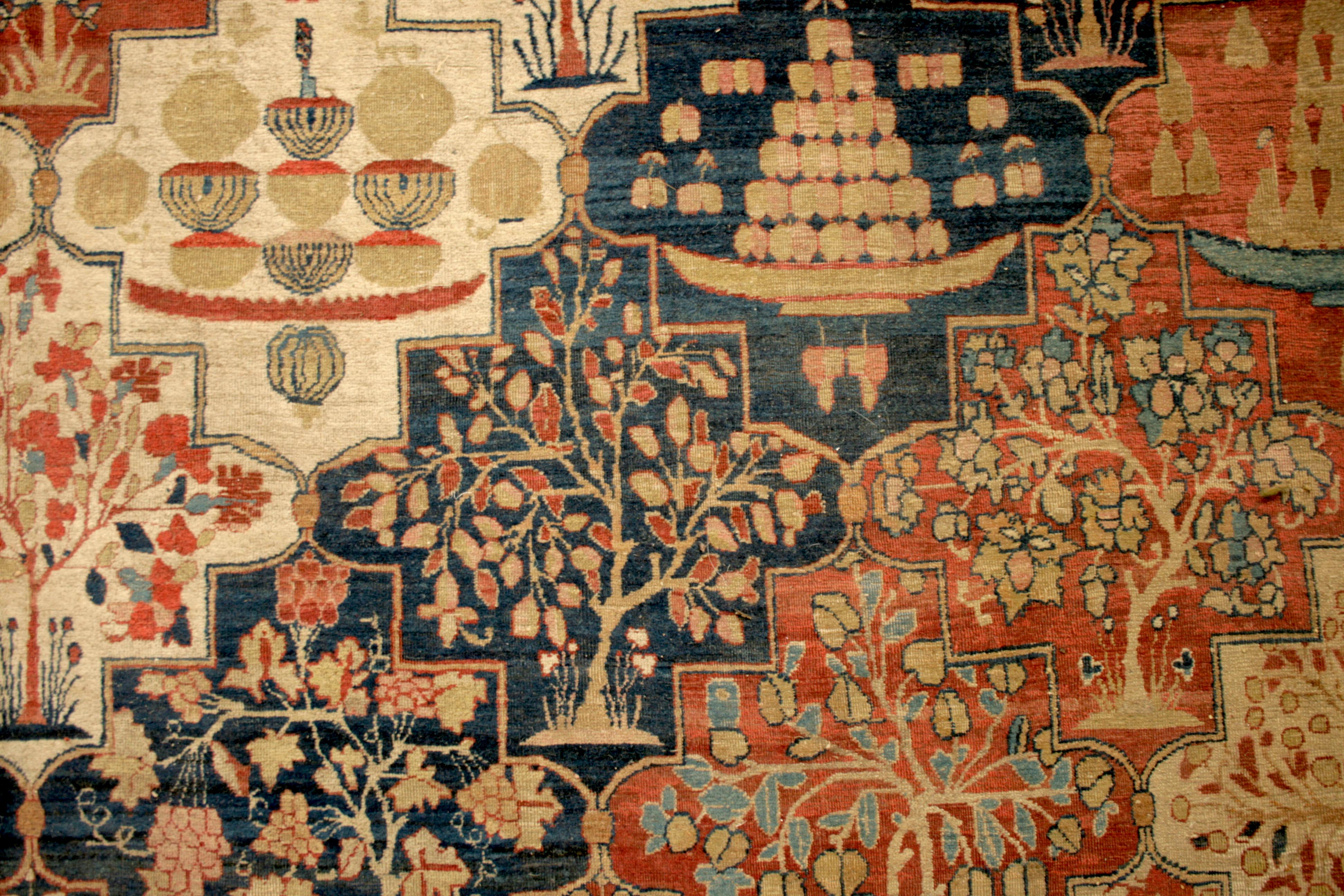 Tapis persan ancien noué à la main Kerman Bon état - En vente à New York, NY