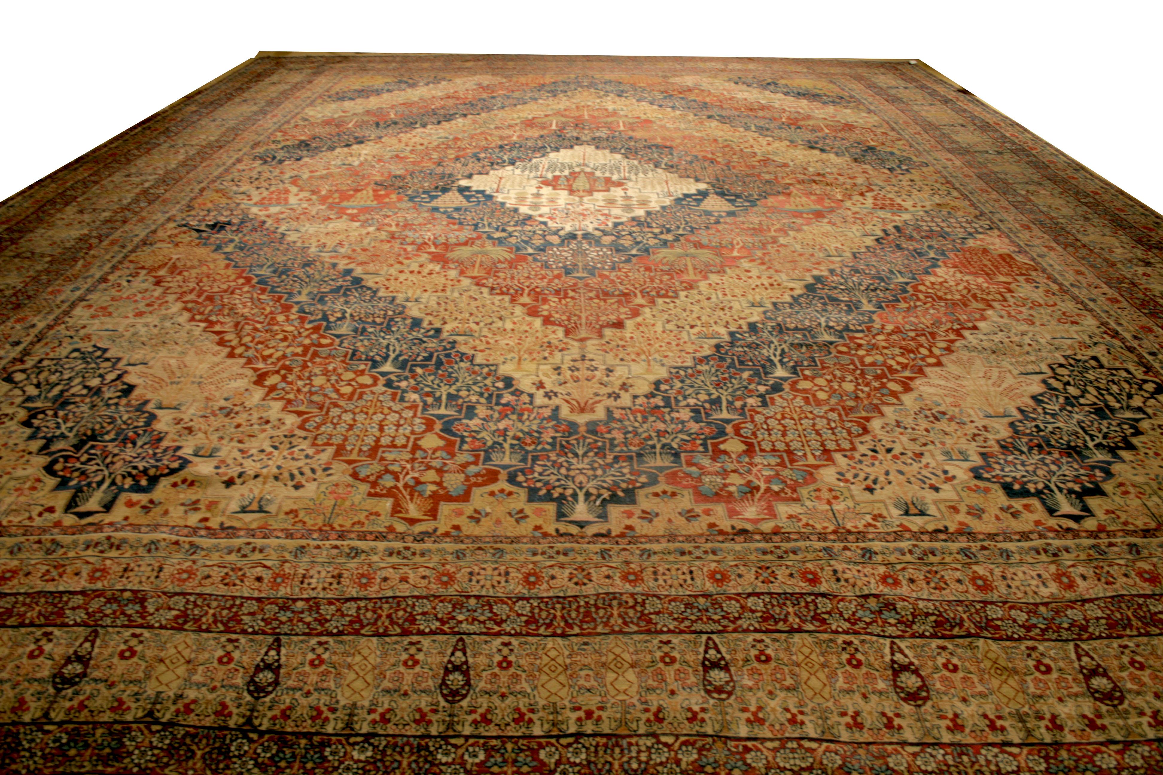 20ième siècle Tapis persan ancien noué à la main Kerman en vente
