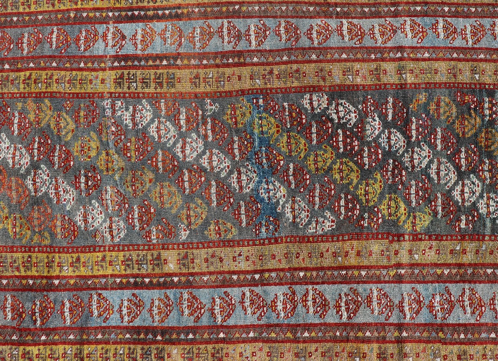 Antique Persian Hand-Knotted Kurdish Runner in Wool with Sub-Geometric Design For Sale 3
