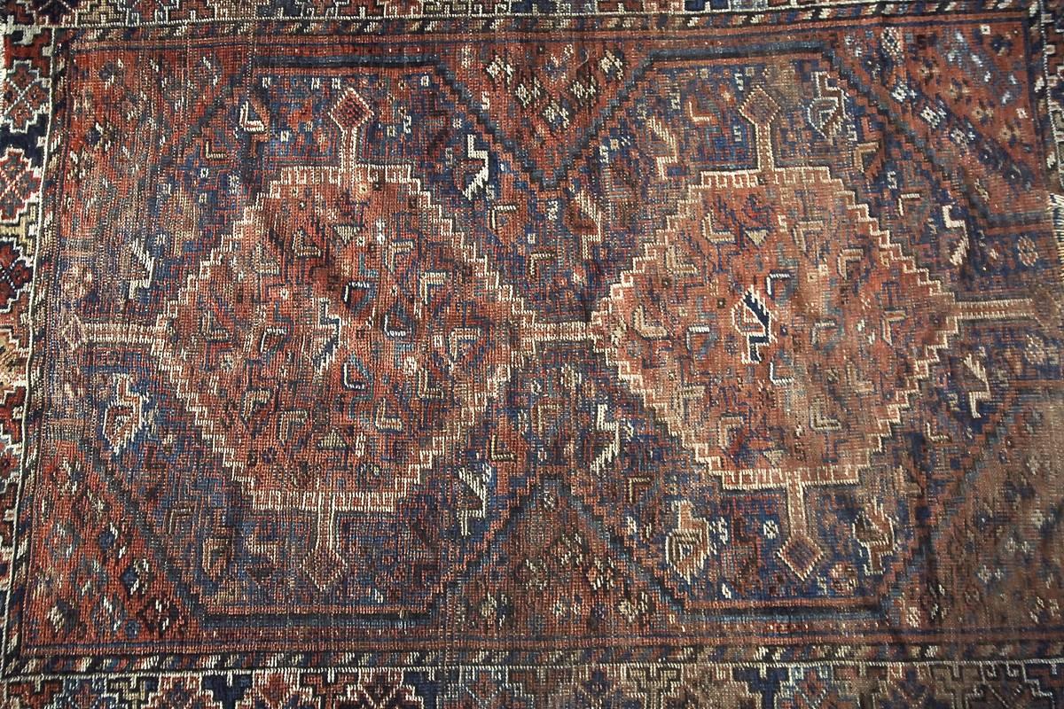 Mid-19th Century Antique Persian Handwoven Shiraz Carpet, 1850s For Sale