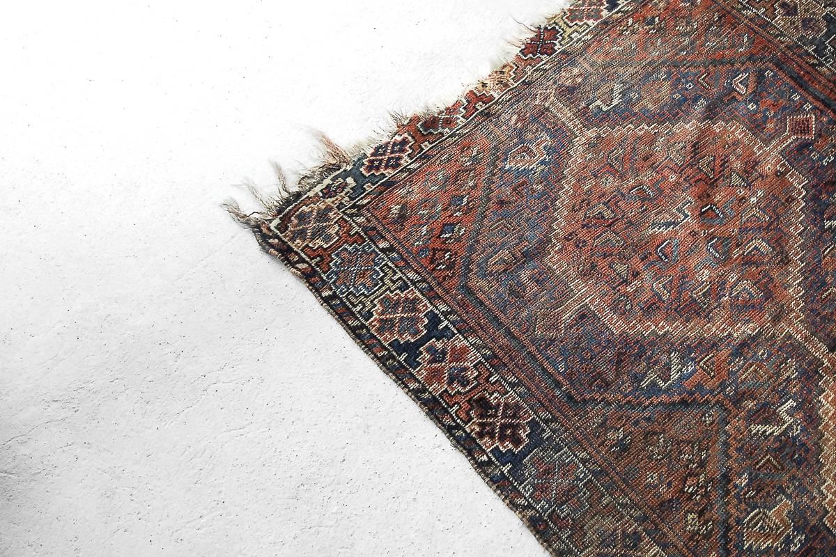Wool Antique Persian Handwoven Shiraz Carpet, 1850s For Sale