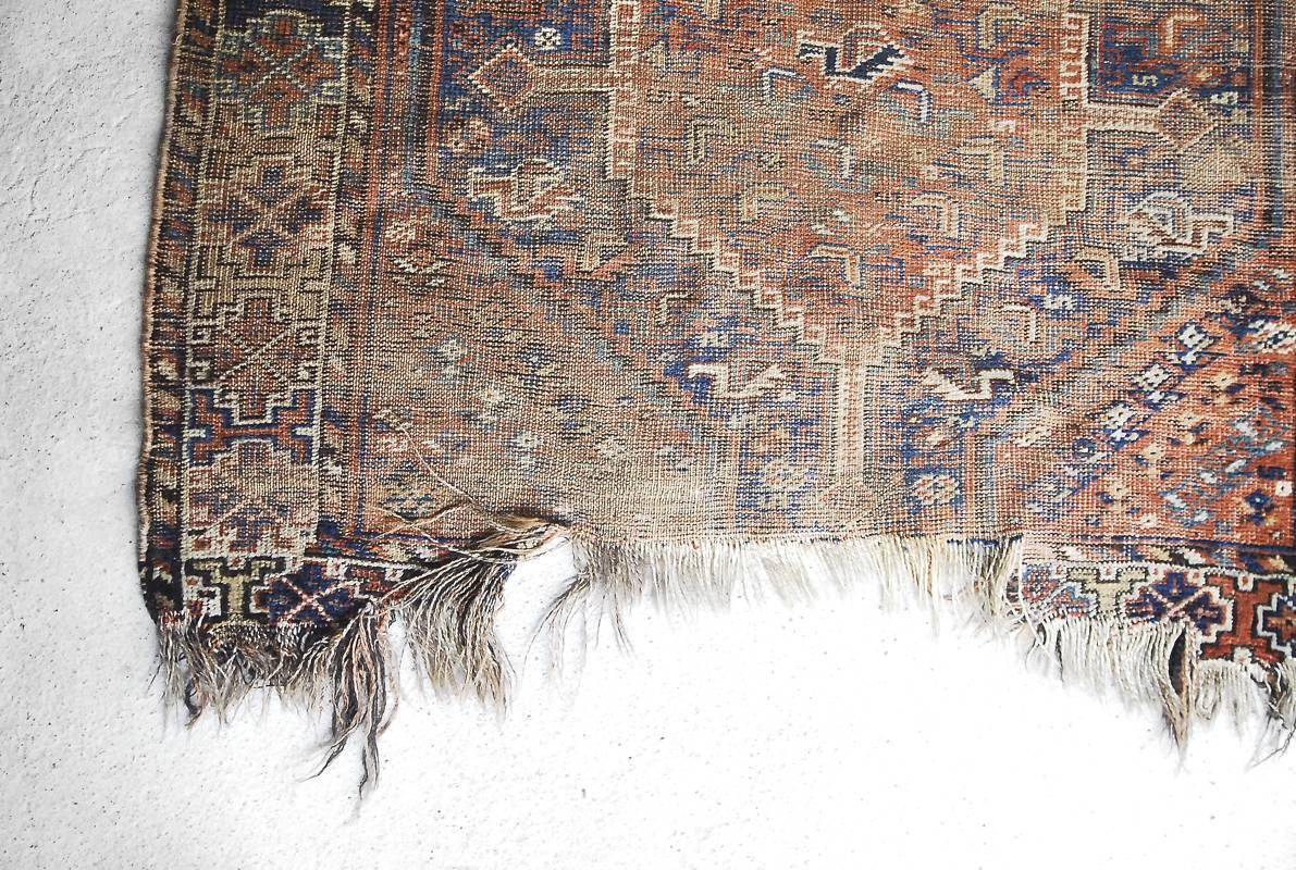 Antique Persian Handwoven Shiraz Carpet, 1850s For Sale 2