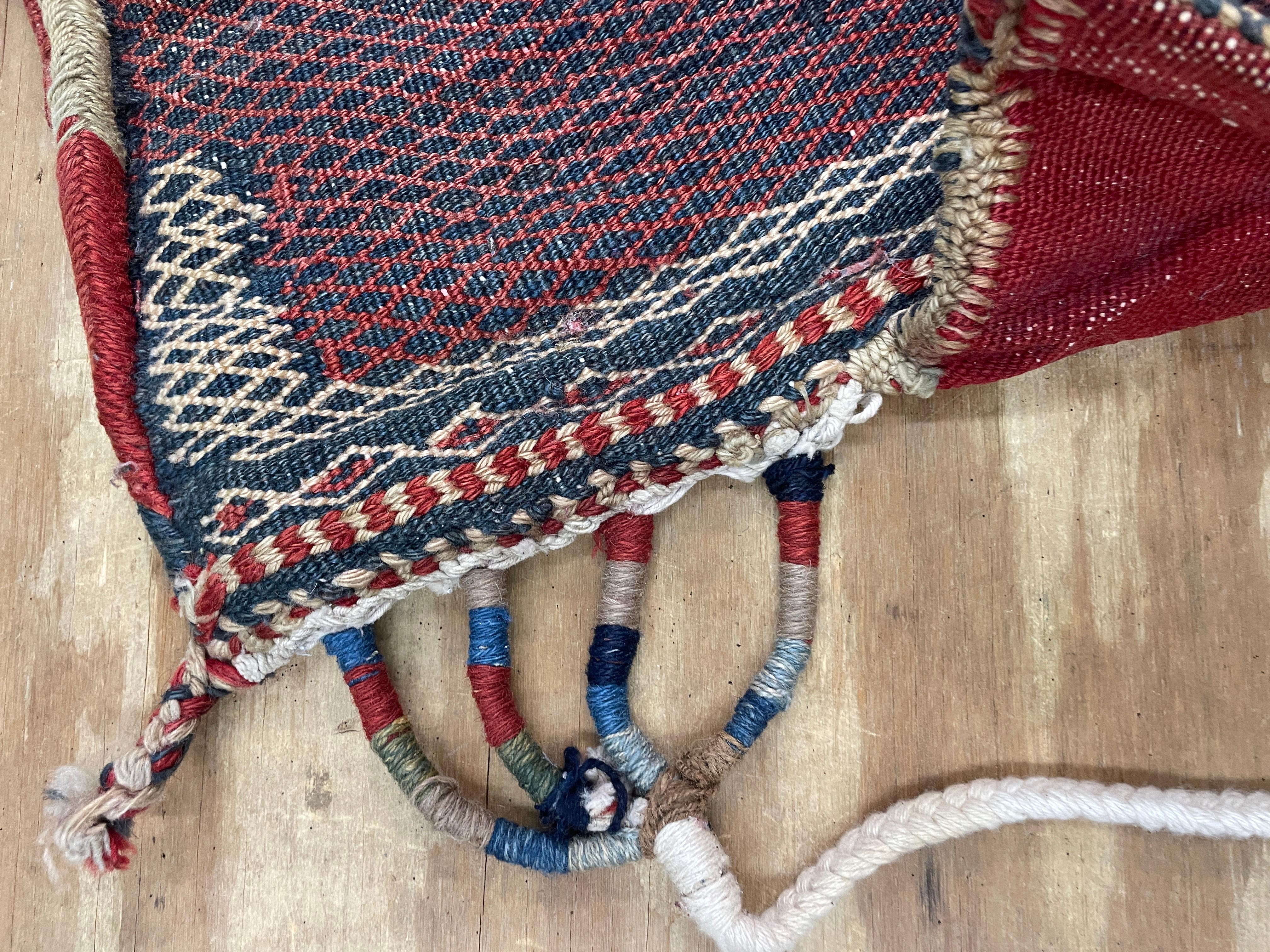 Antique Persian Handmade Kurdish Salt Bag In Excellent Condition For Sale In Evanston, IL