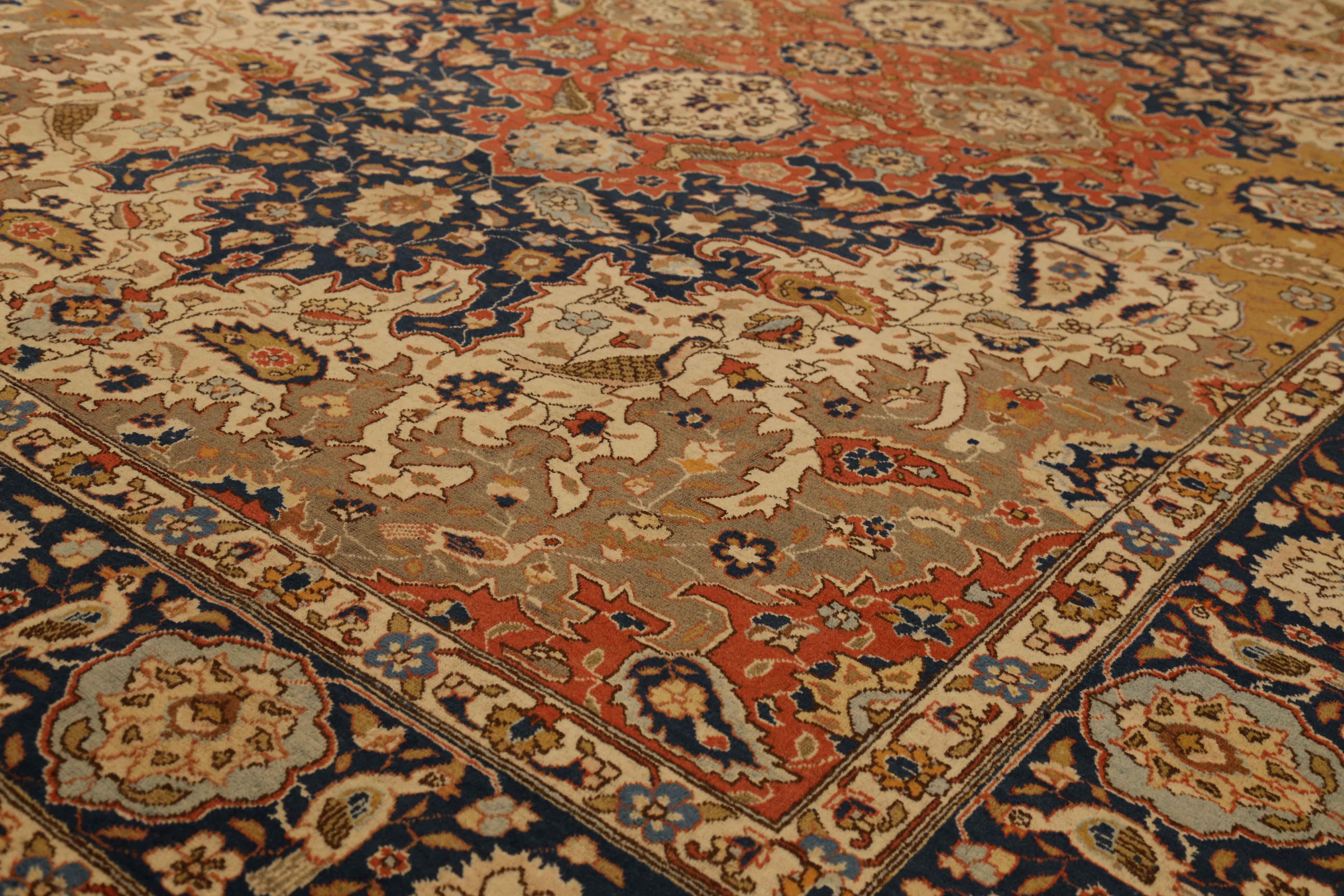 Tabriz Antique Persian Handwoven Area Rug For Sale