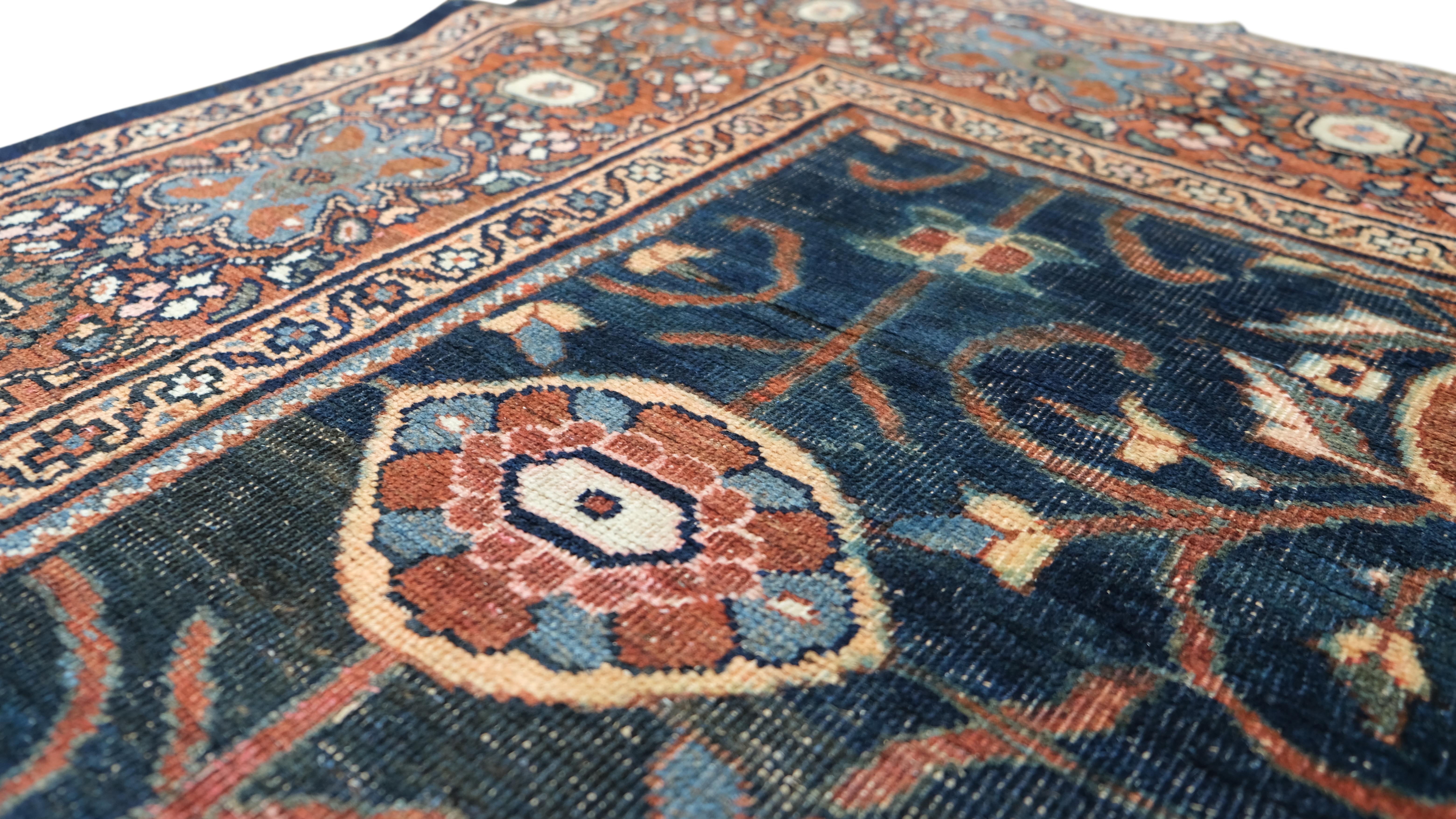 Perse Ancien tapis persan de style Herati en laine 5'3''x9'10'' en vente