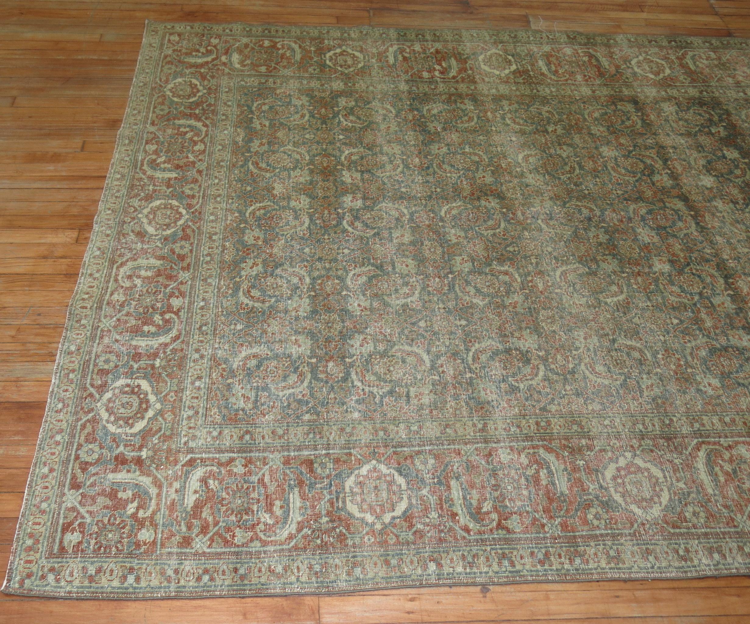Wool Antique Persian Herati Tabriz Rug