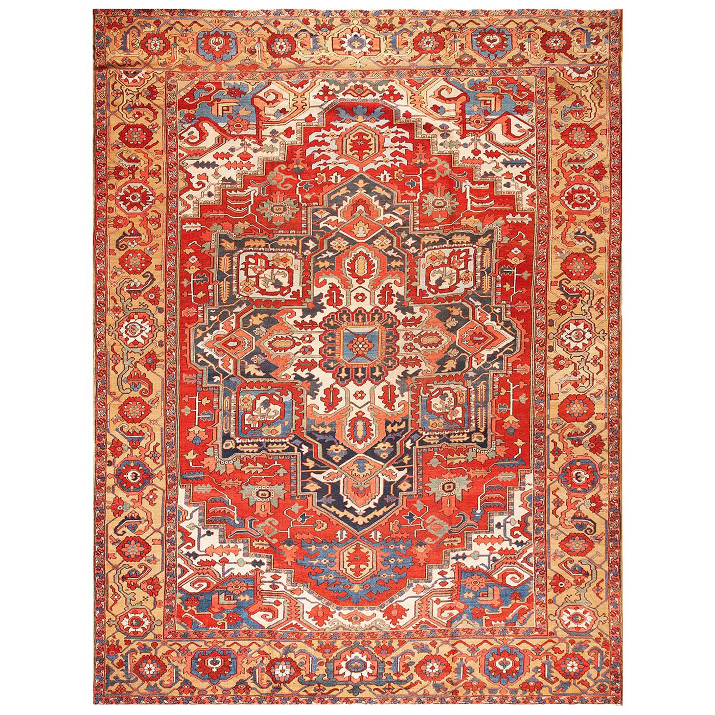 Late 19th Century Persian Heriz Carpet ( 11'6" x 15'8" - 350 x 477 ) For Sale