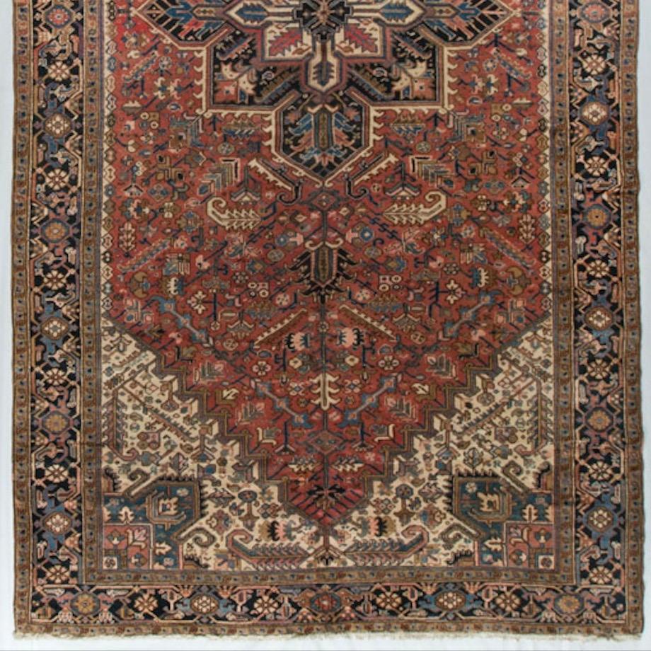 Antique Persian Heriz Rug, circa 1900 9' x 18'5 In Good Condition For Sale In Secaucus, NJ