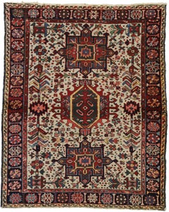 Used Persian Heriz Karaja Rug with Mid-Century Modern Style, Accent Rug