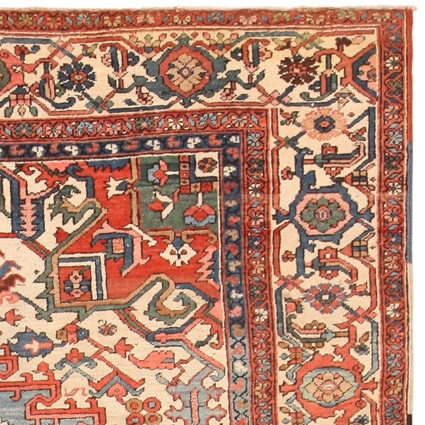 Antiker persischer Heriz-Teppich. Größe: 8 Fuß 7 Zoll x 11 Fuß 3 Zoll im Zustand „Gut“ im Angebot in New York, NY