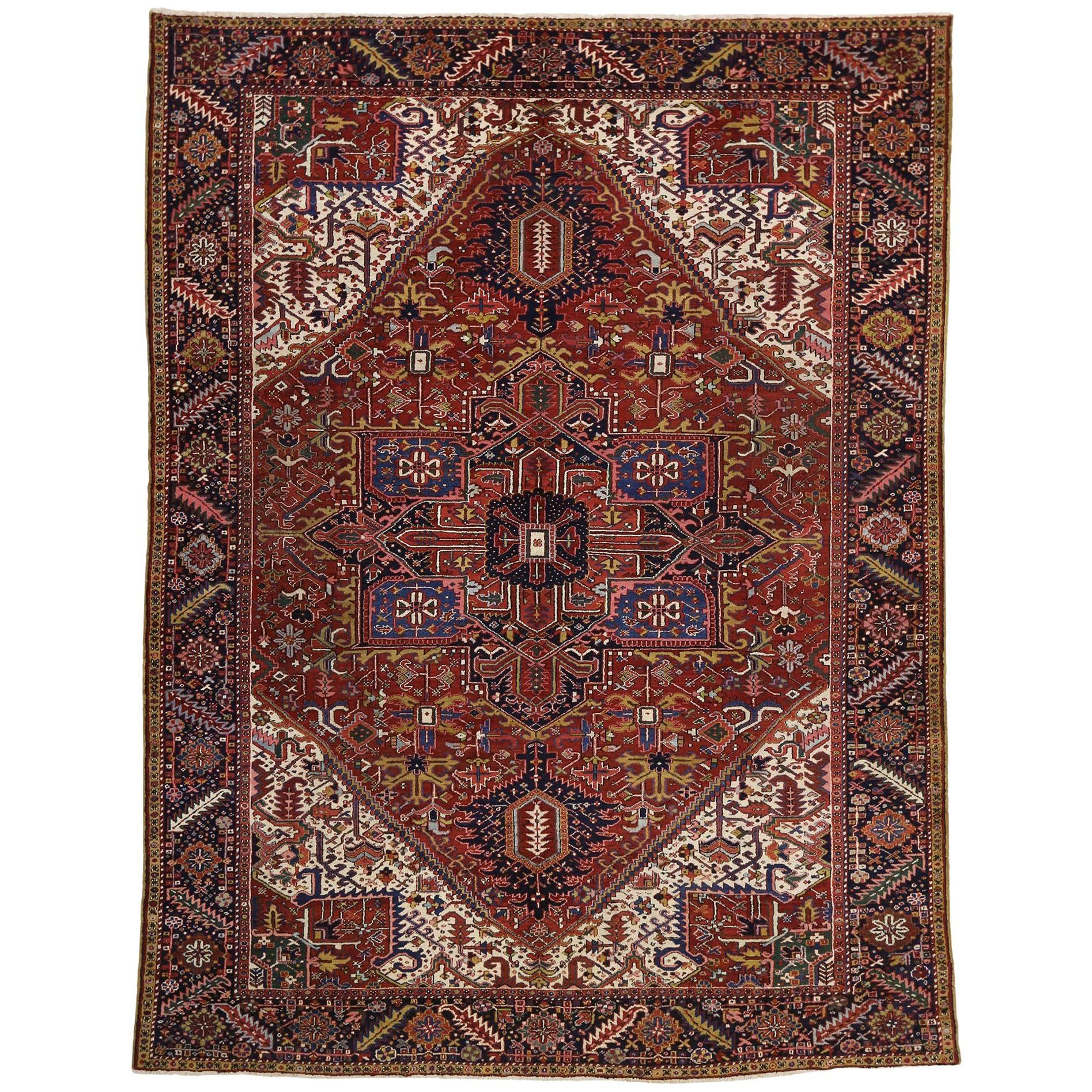 Antique Persian Heriz Area Rug with Modern Traditional Style For Sale