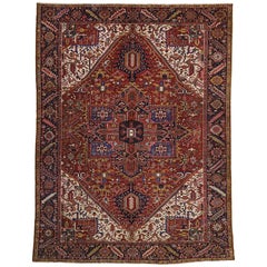 Antique Persian Heriz Area Rug with Modern Traditional Style
