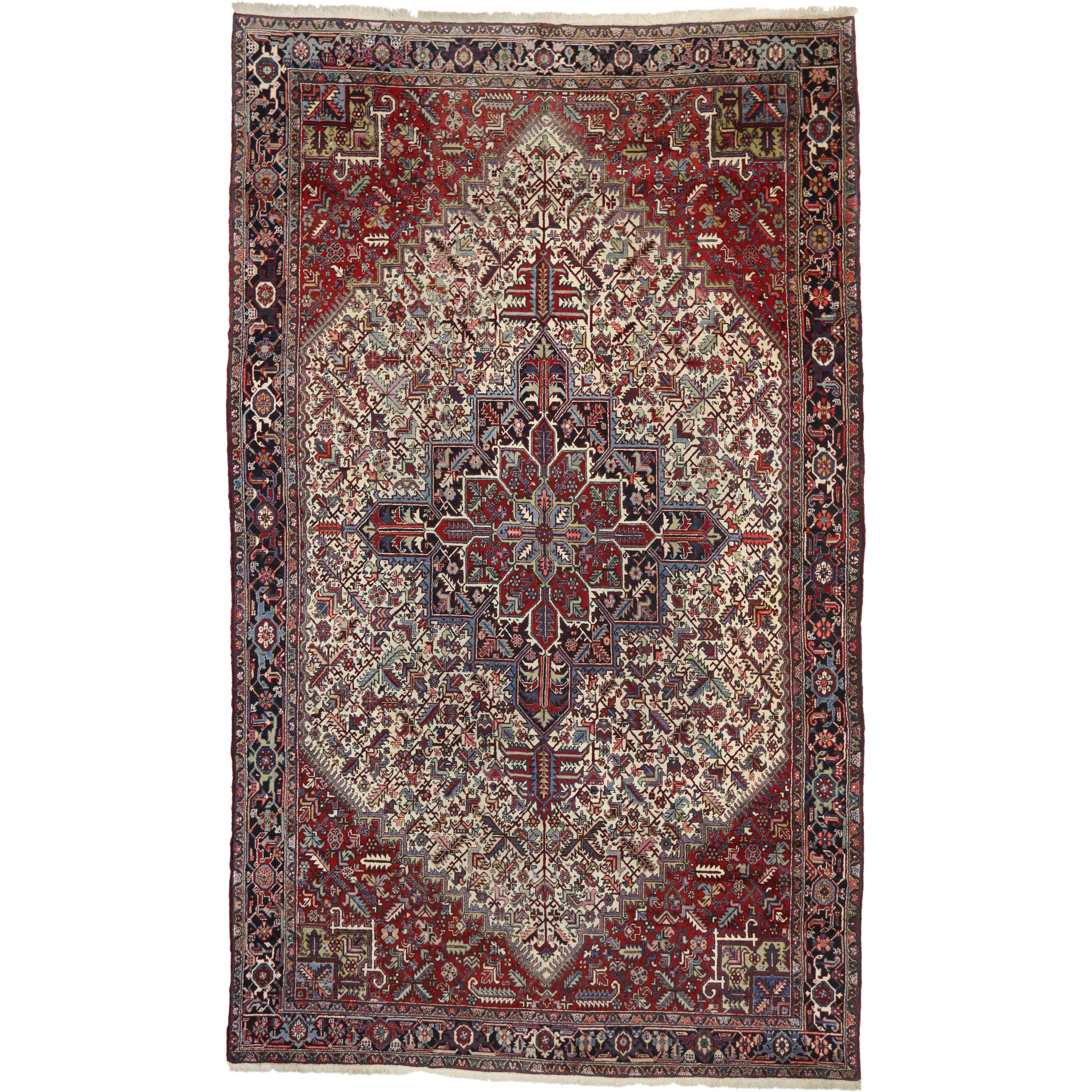 Oversized Antique Heriz Persian Rug, Stylish Durability Meets Perpetually Posh For Sale