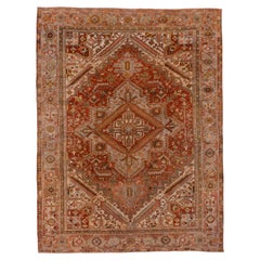 Antiker persischer Heriz-Teppich mit warmen Tönen, ca. 1930er Jahre