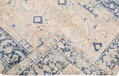 Antico tappeto persiano Heriz Beige in lana lavorato a mano con disegno all over