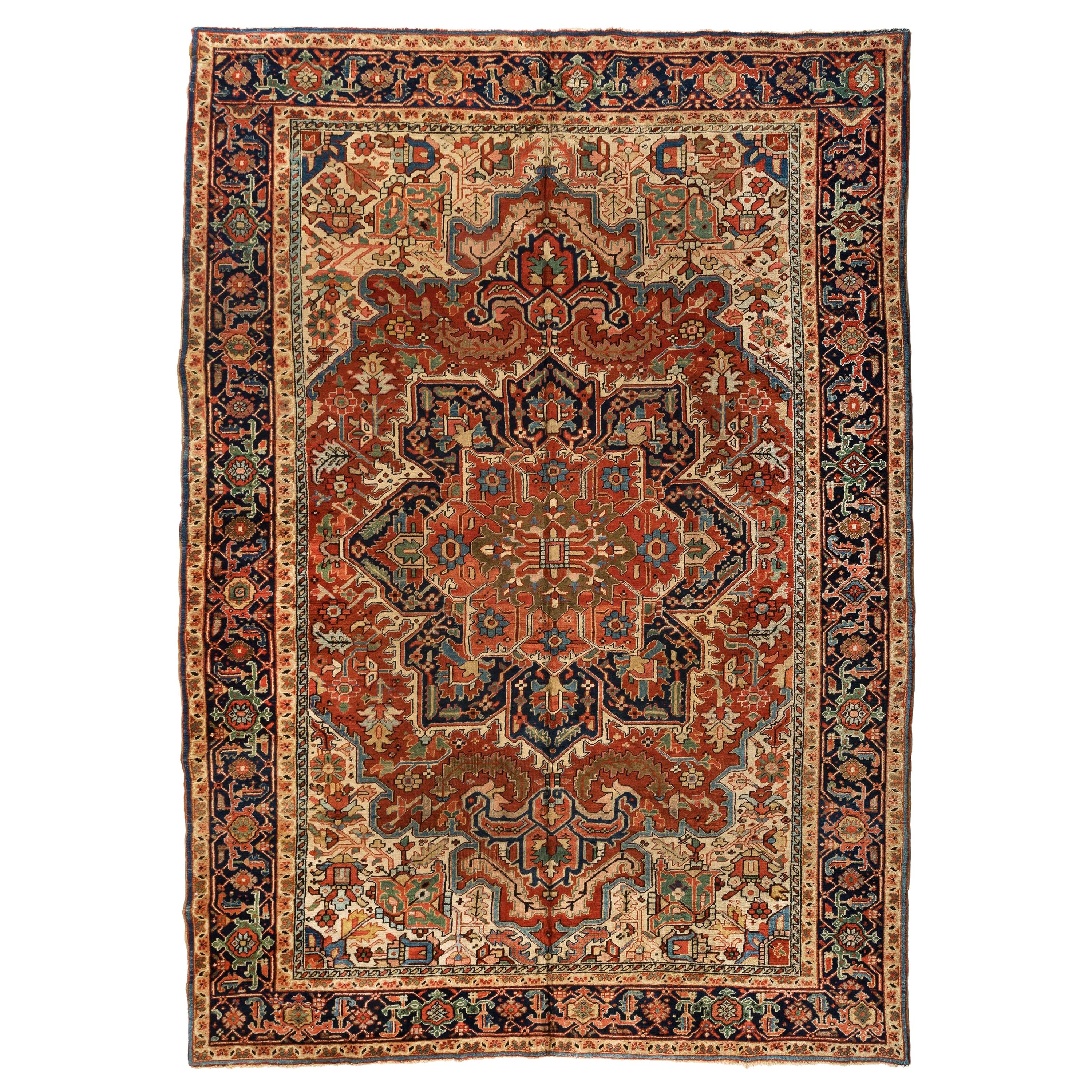 Antique Persian Heriz Brown Rug, circa 1920s For Sale