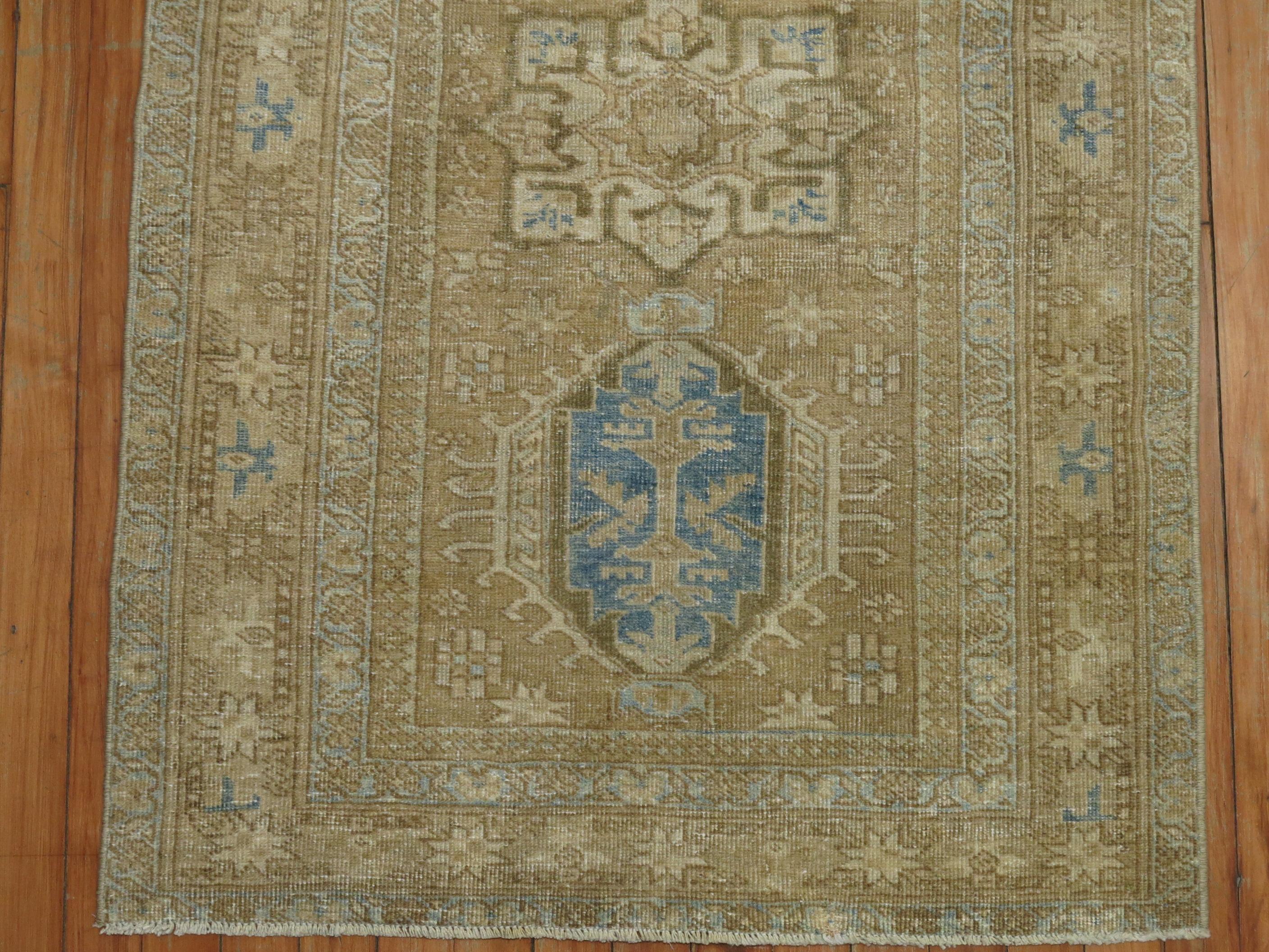 Antique Persian Heriz Karadja Camel and Blue 5