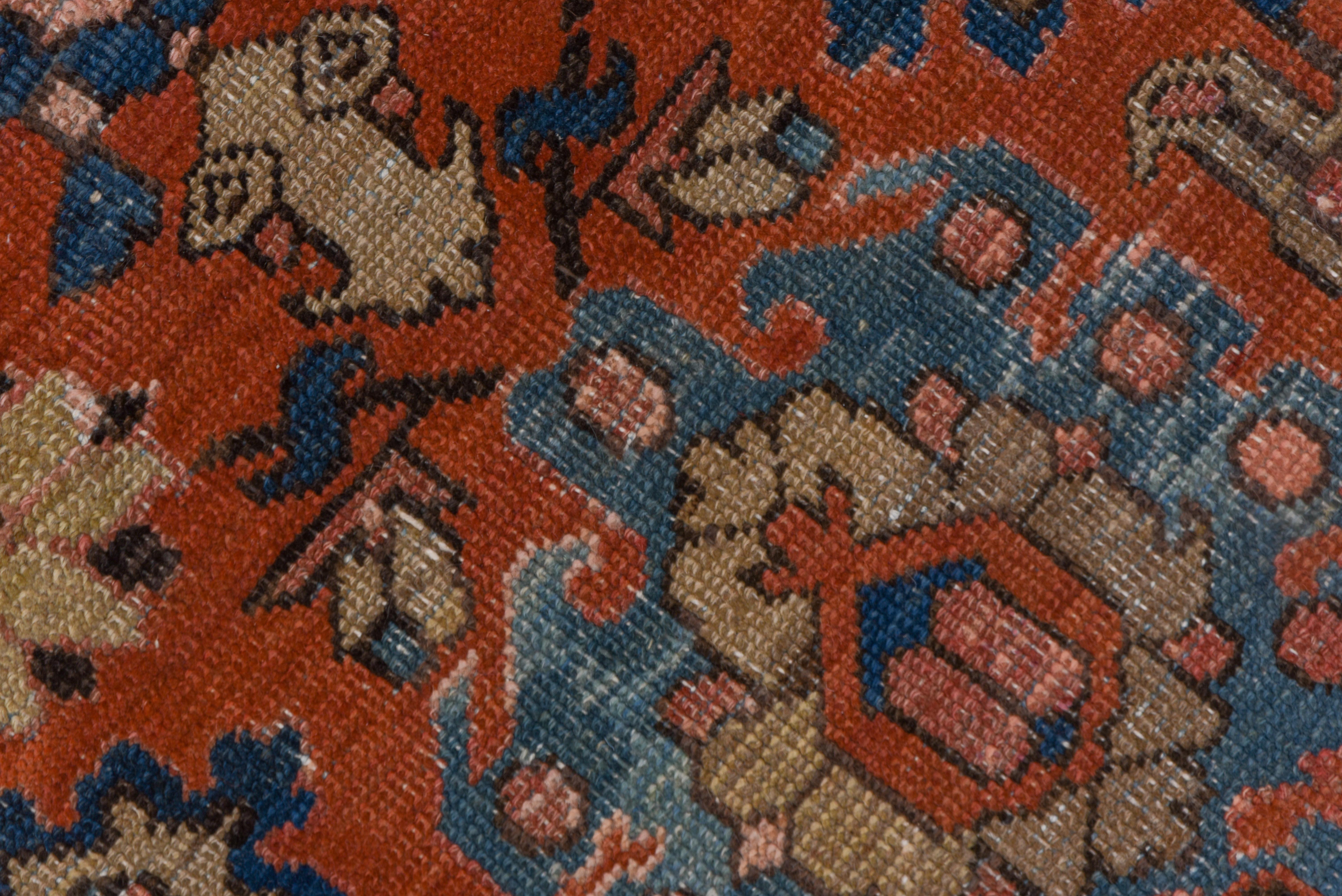Antique Persian Heriz Carpet, Allover Field, circa 1900s In Good Condition For Sale In New York, NY