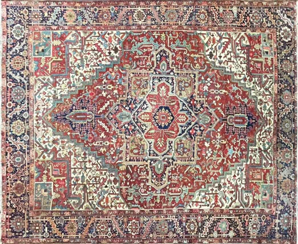 A great painting is measure by beauty of its colors and the same statement goes for this rug. Heriz rugs are from the area of Heris, East Azerbaijan, Northeast of Tabriz. Such rugs are produced in the village of the same name in the slopes of Mount