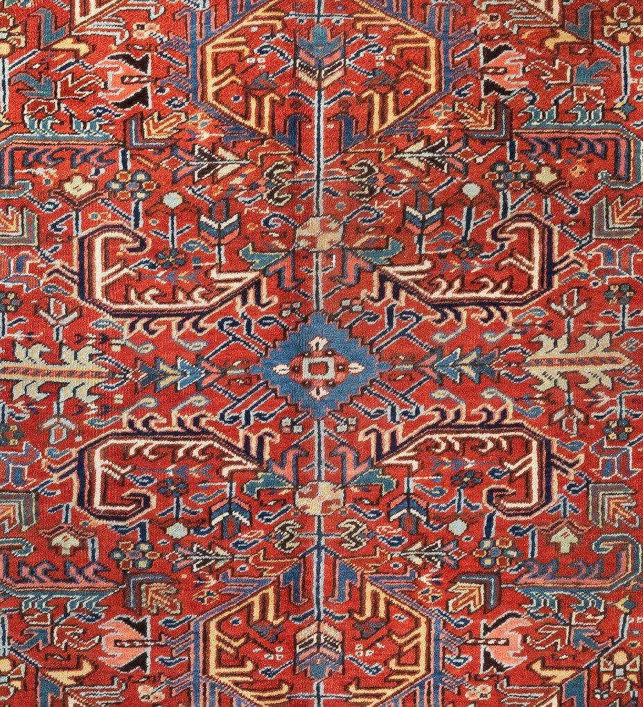 Heriz rugs are one of the most famous rugs from Iran, because of their very unique and distinguishable style. Heriz is a city located in Northwestern Iran, near the city of Tabriz, which is a major rug-weaving center in Iran. Most often, Heriz rugs