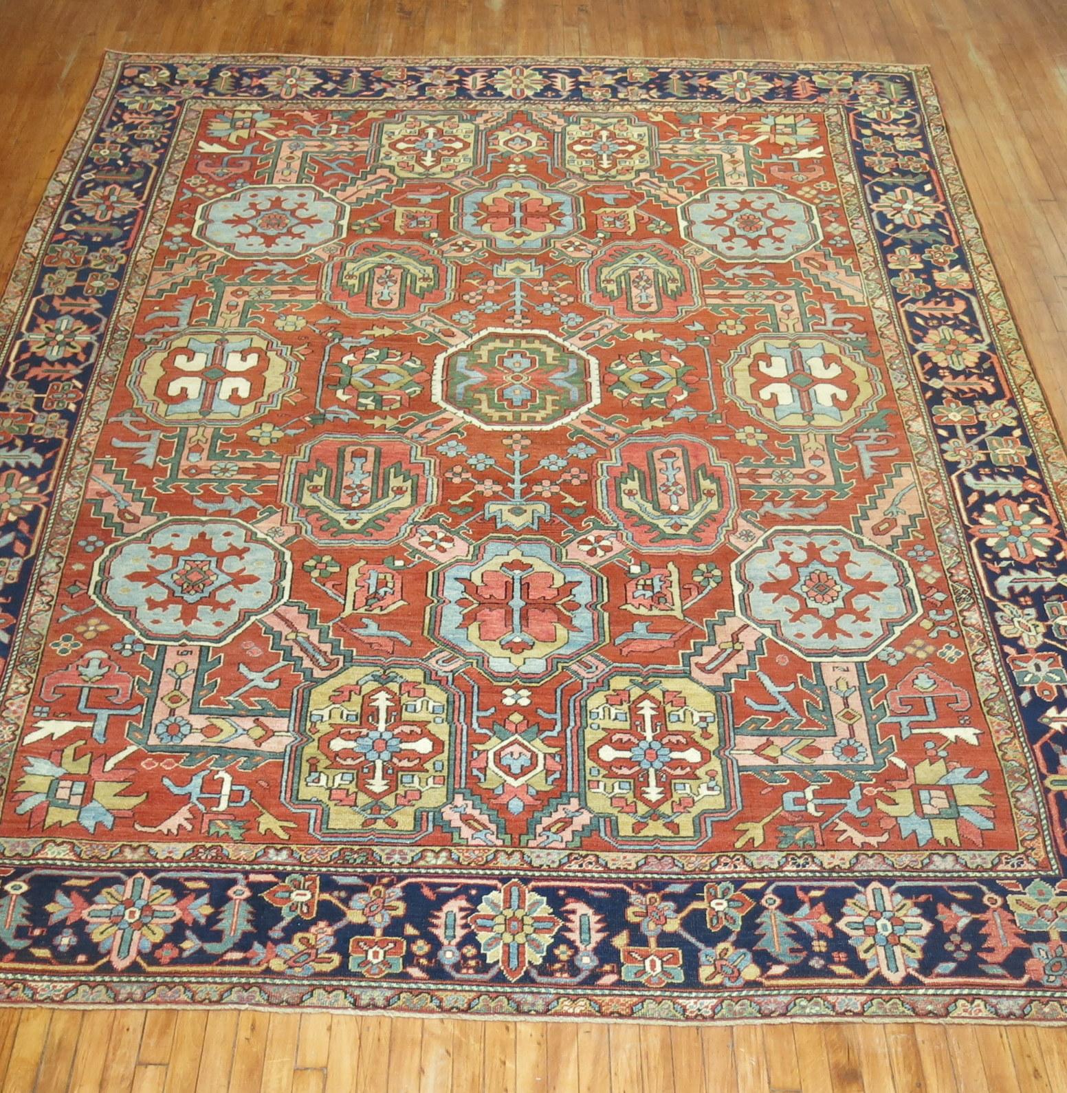 Antique Persian Heriz Carpet, Early 20th Century 13