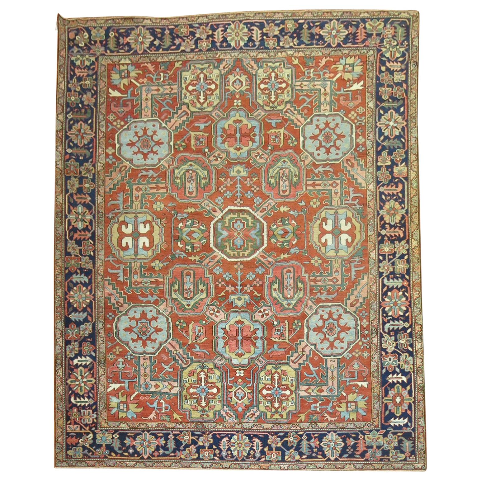 Antique Persian Heriz Carpet, Early 20th Century