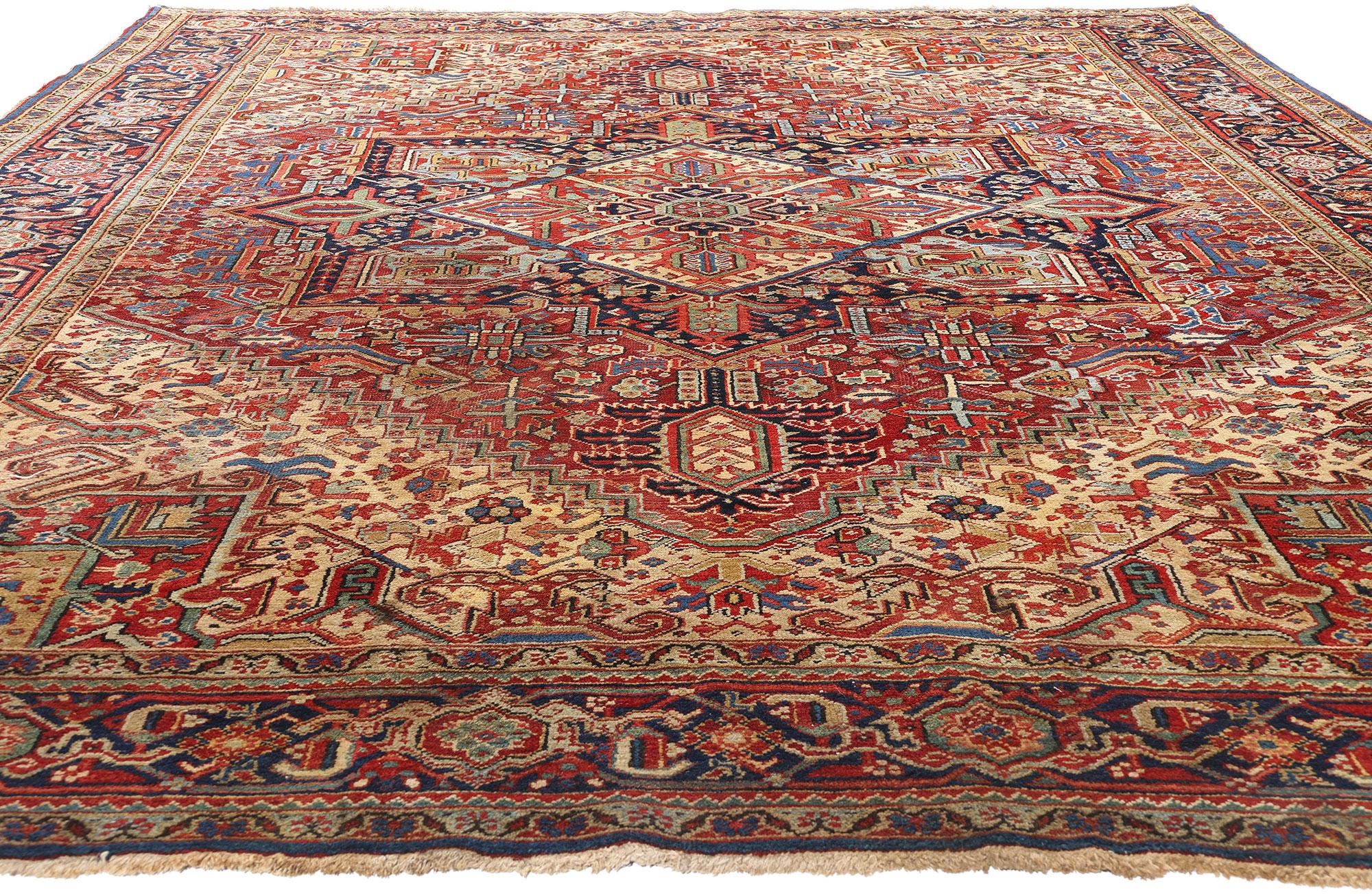 Persischer Heriz-Teppich aus den 1920er Jahren im modernen Stil (Handgeknüpft) im Angebot