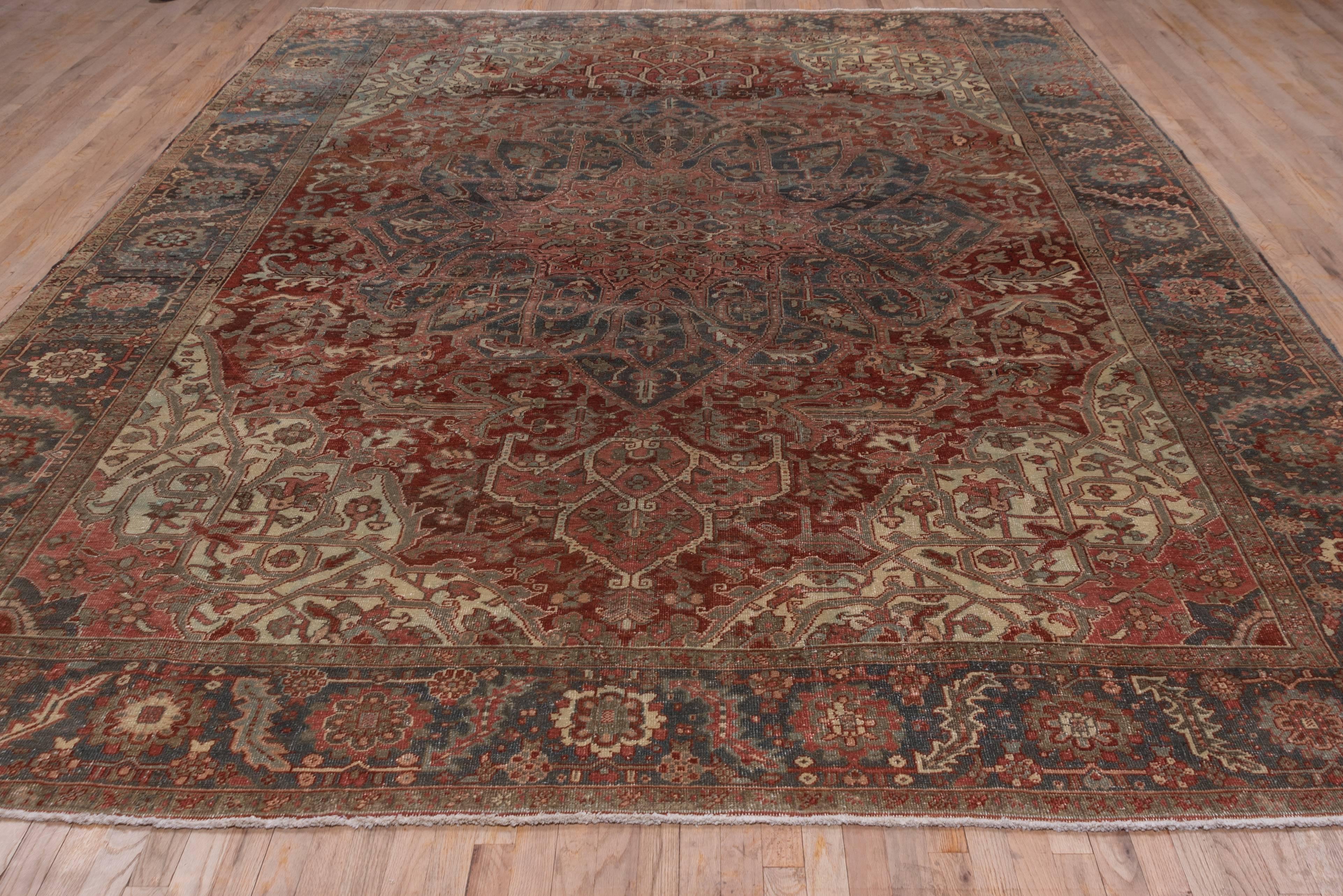 Hand-Knotted Antique Persian Heriz Carpet