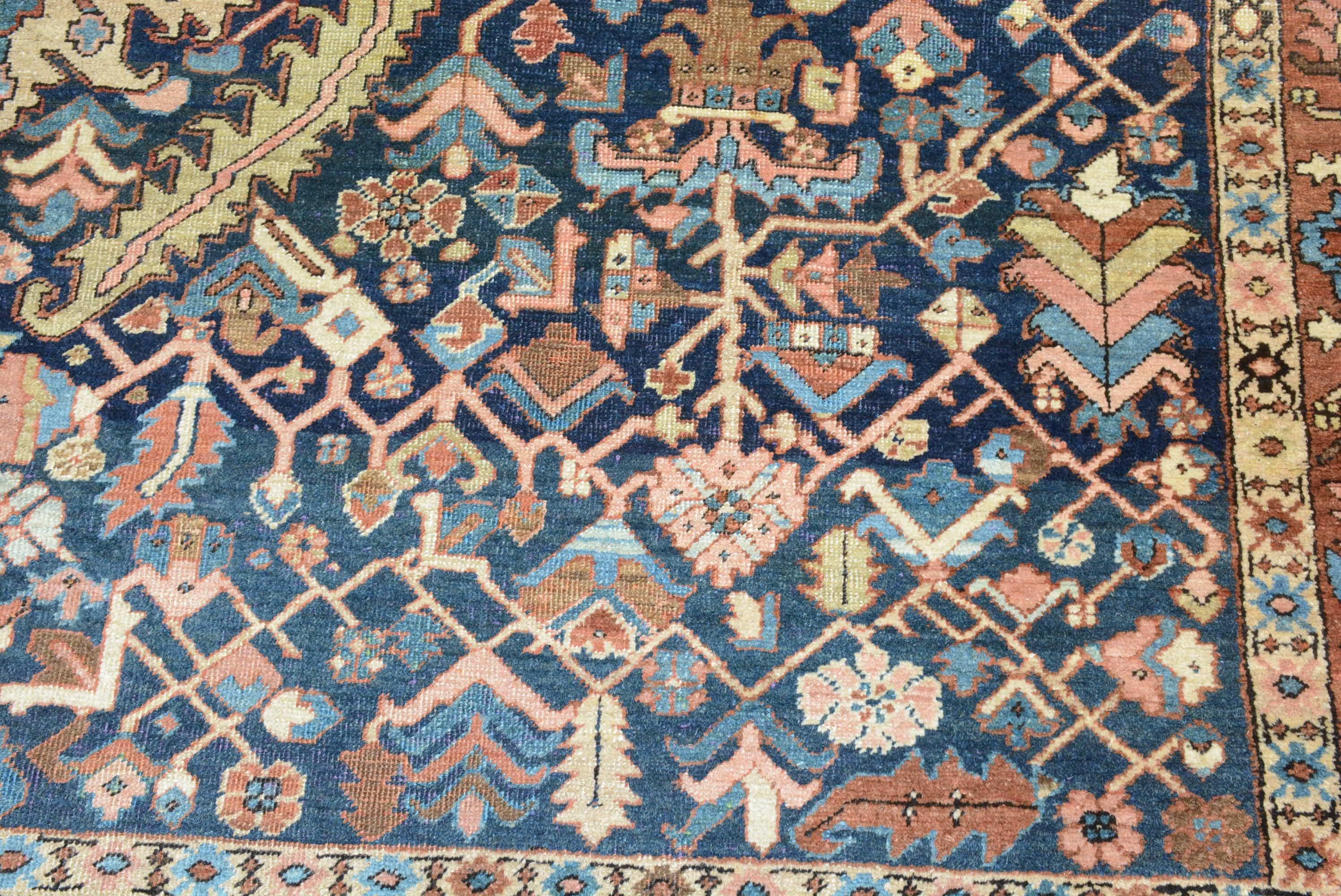 Woven Antique Persian Heriz Carpet For Sale