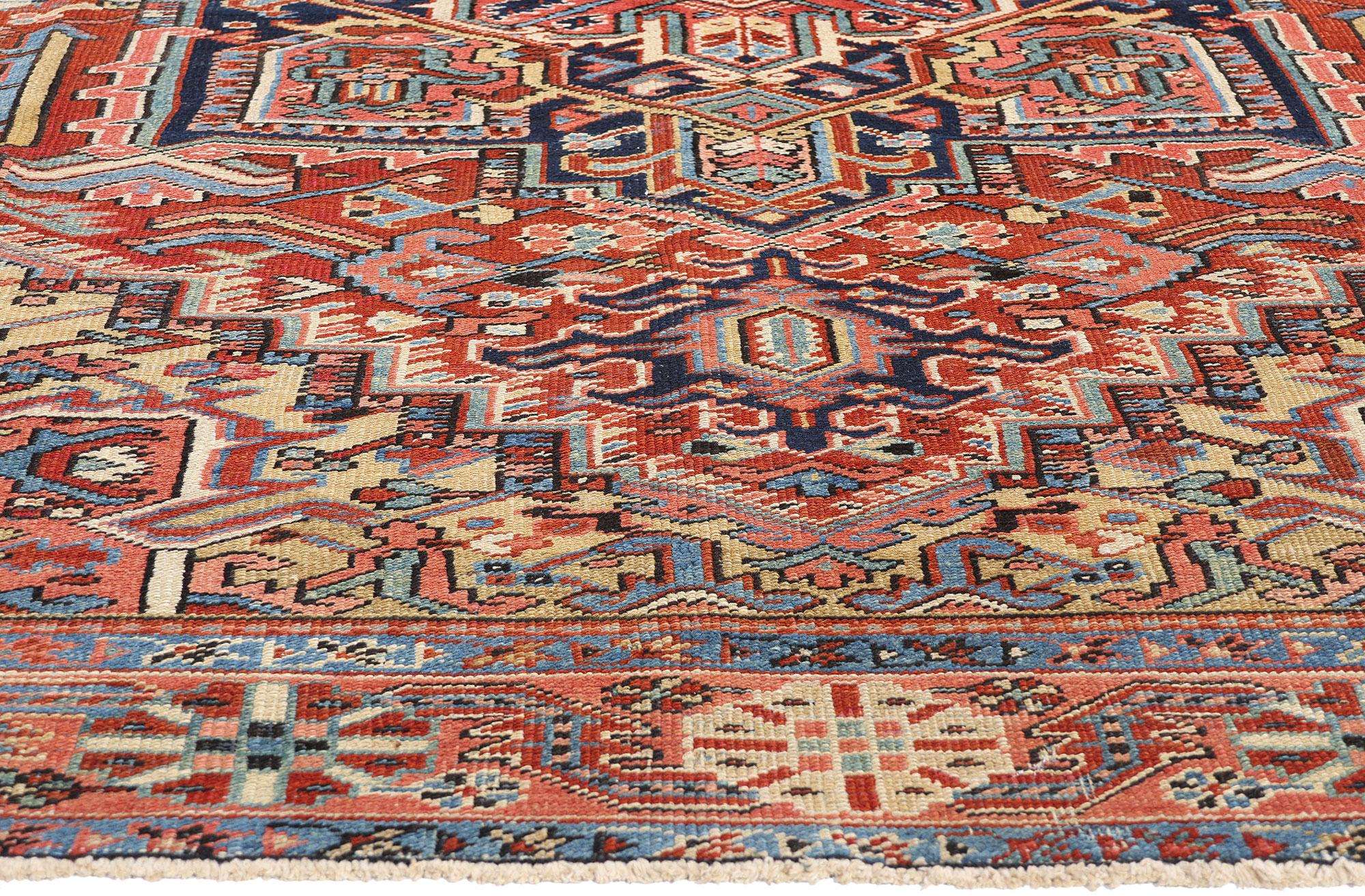 Hand-Knotted 1920's Persian Heriz Carpet with Modern Style and Timeless Elegance For Sale