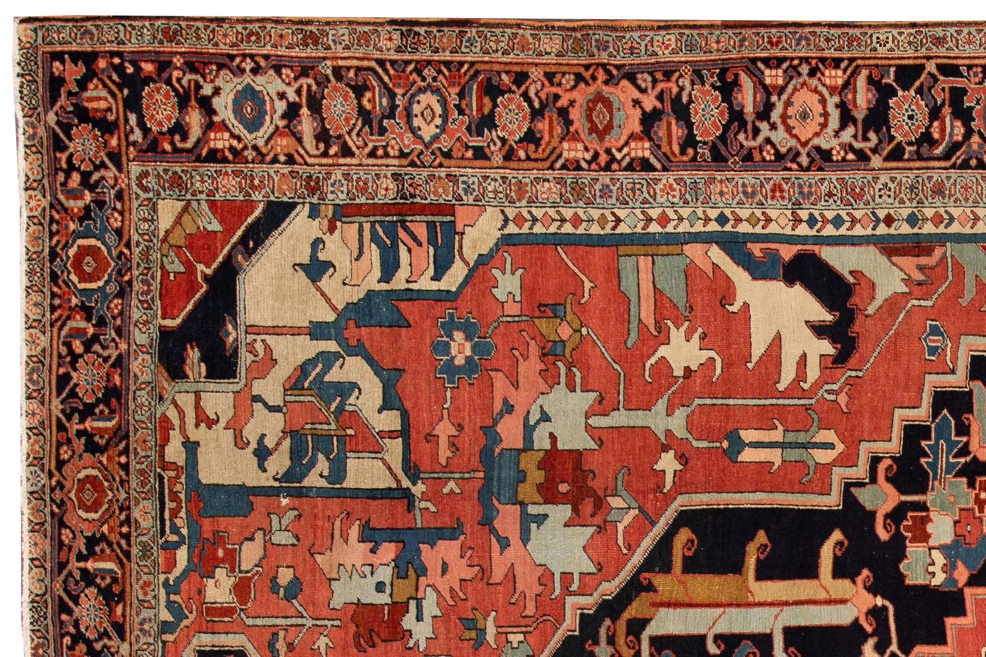 Antique Persian Heriz Carpet In Excellent Condition In Norwalk, CT