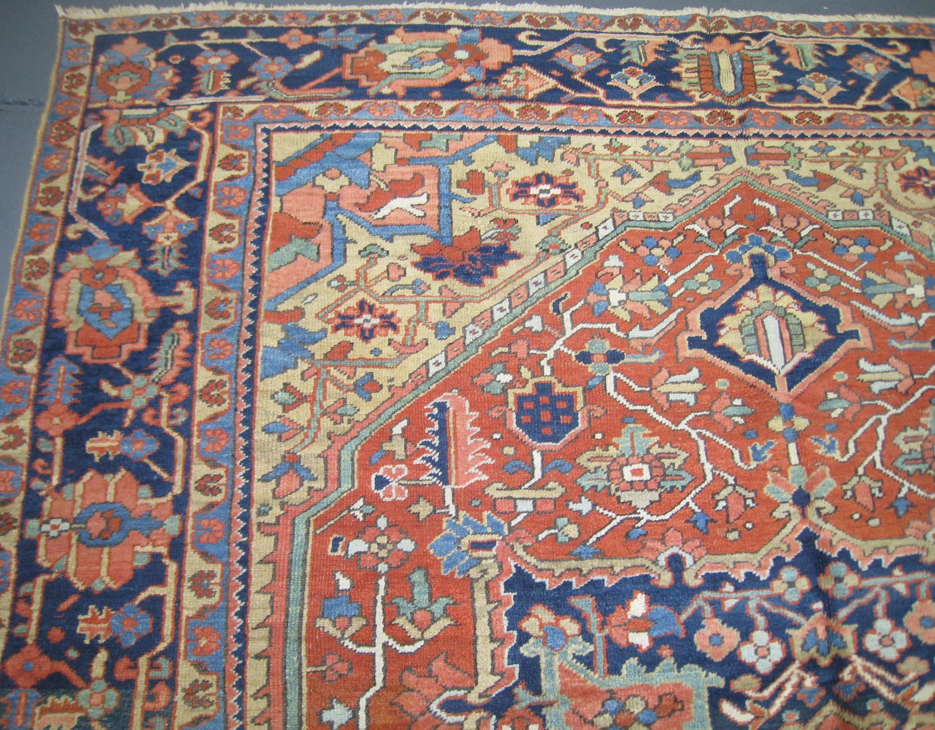 20th Century Antique Persian Heriz Carpet For Sale