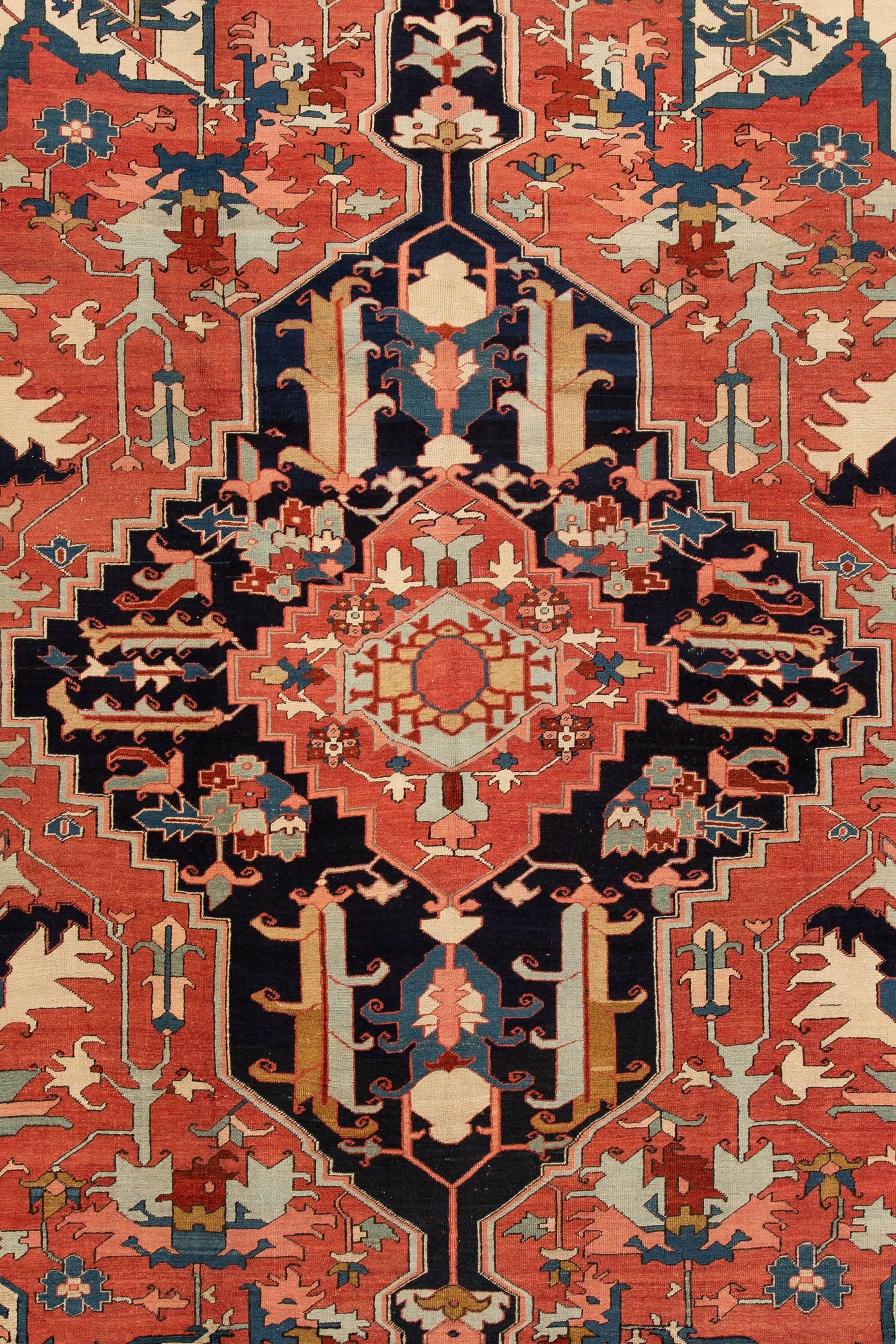 Late 19th Century Antique Persian Heriz Carpet