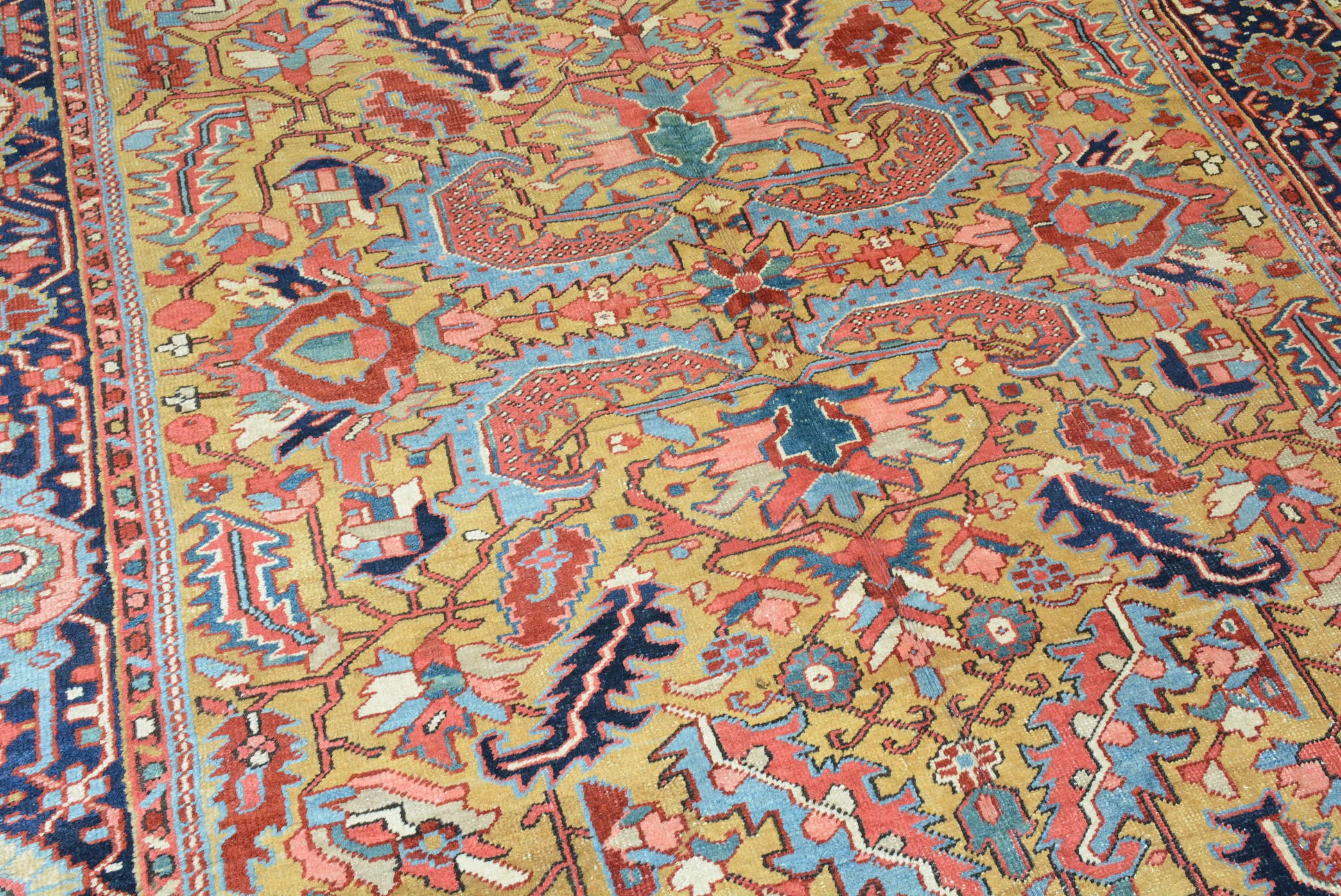 Wool Antique Persian Heriz Carpet For Sale