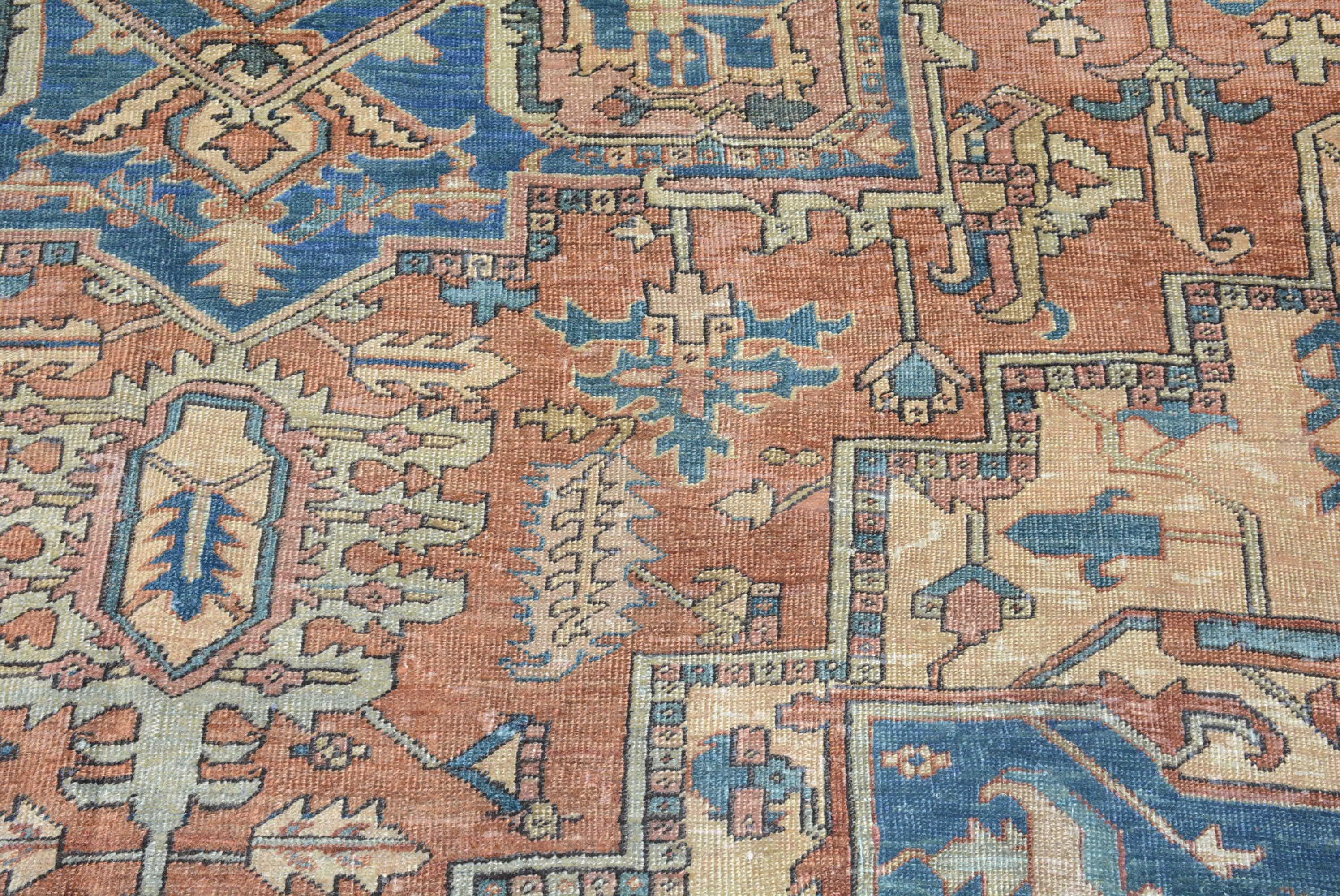 Wool Antique Persian Heriz Carpet For Sale