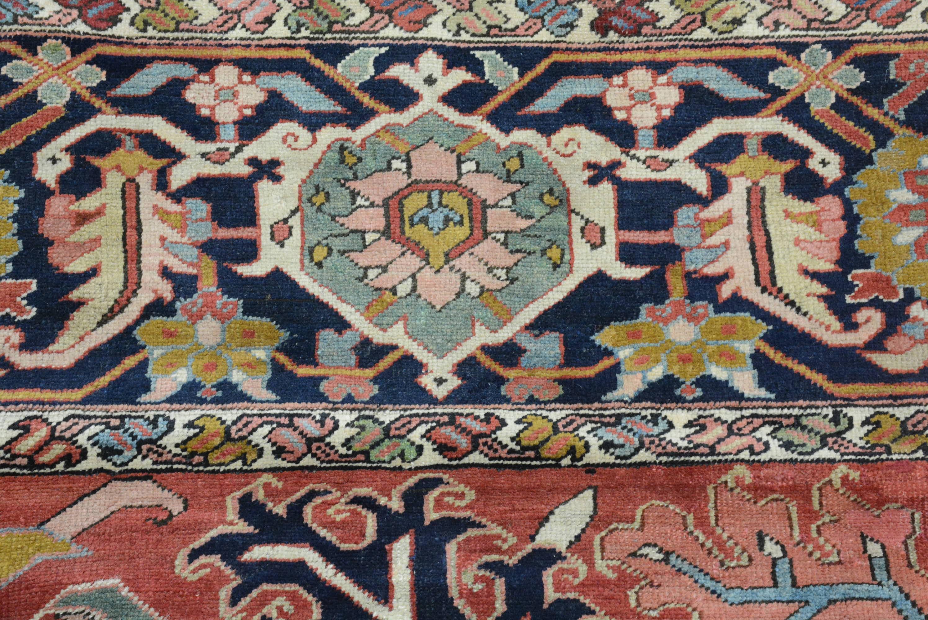 Wool Antique Persian Heriz Carpet For Sale