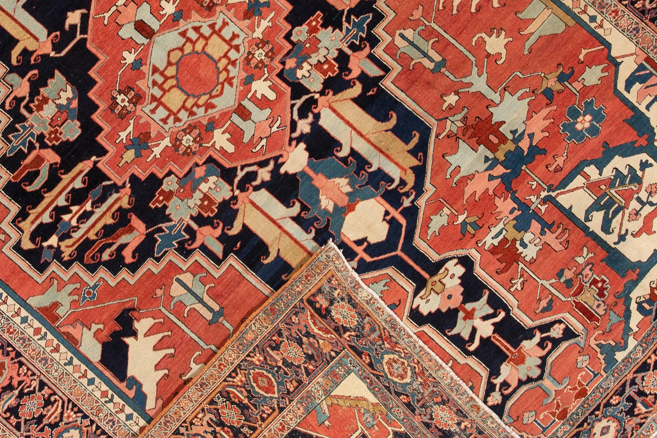 Wool Antique Persian Heriz Carpet
