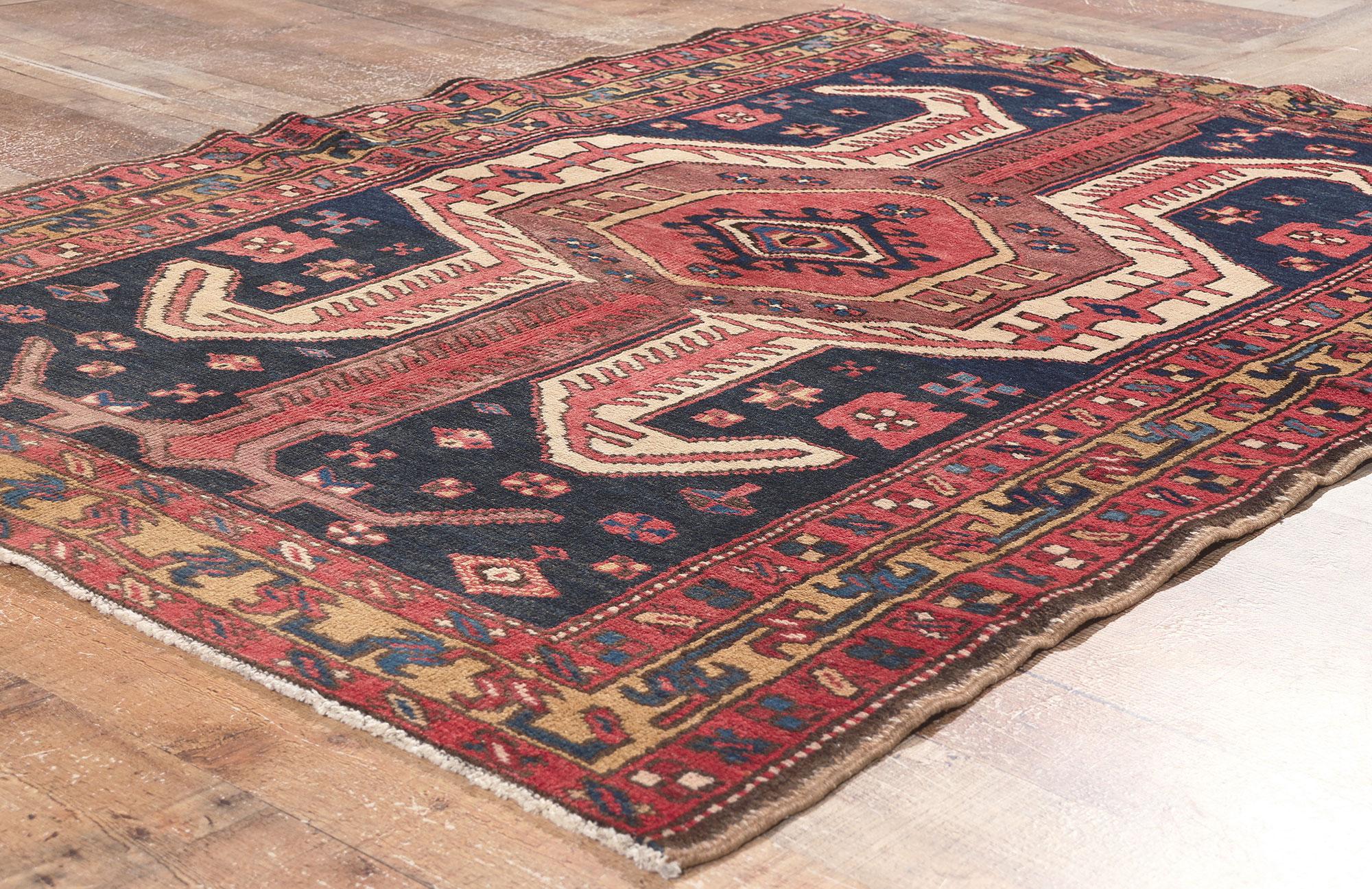 Wool Antique Persian Heriz Carpet with Traditional Style For Sale