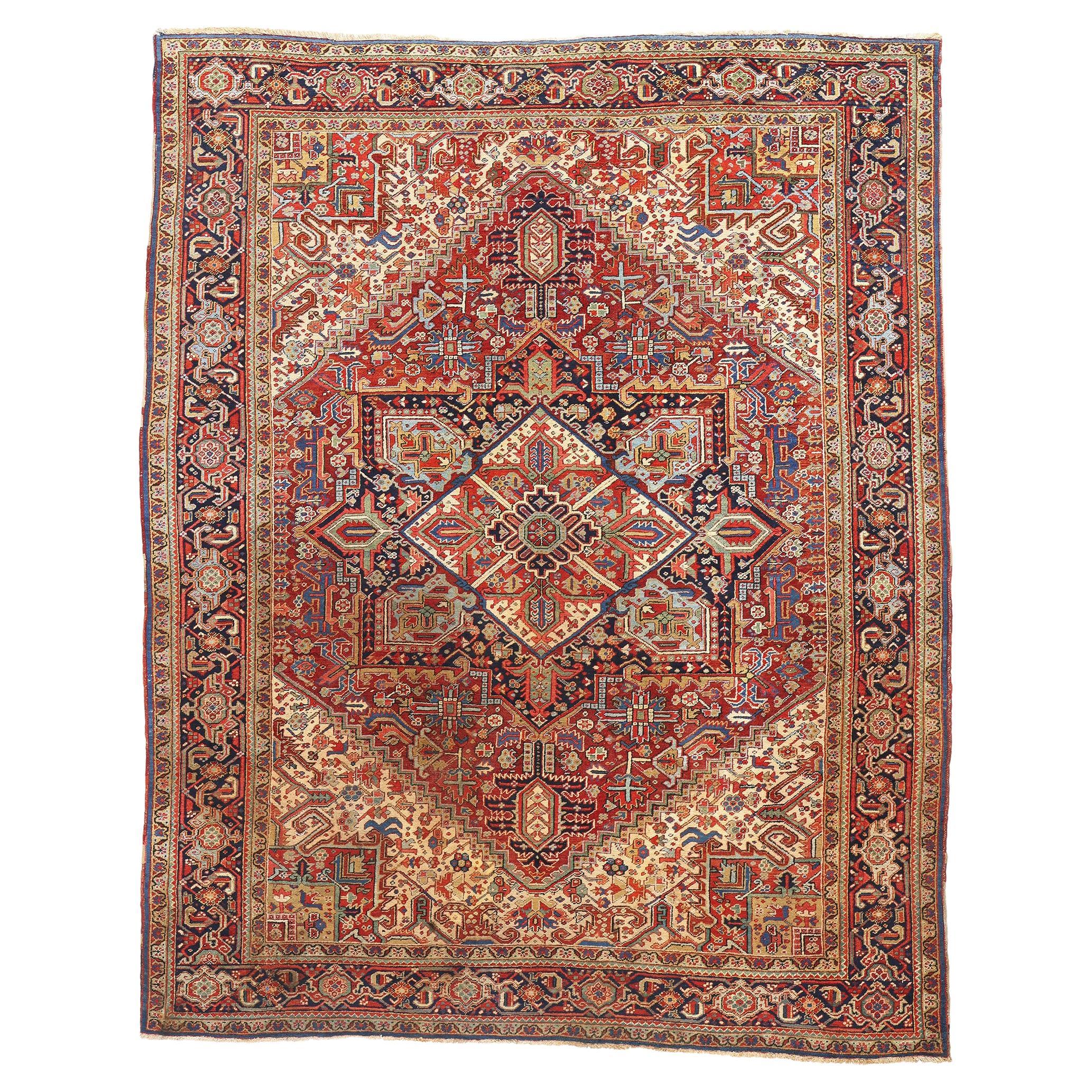 1920's Persian Heriz Carpet with Modern Style